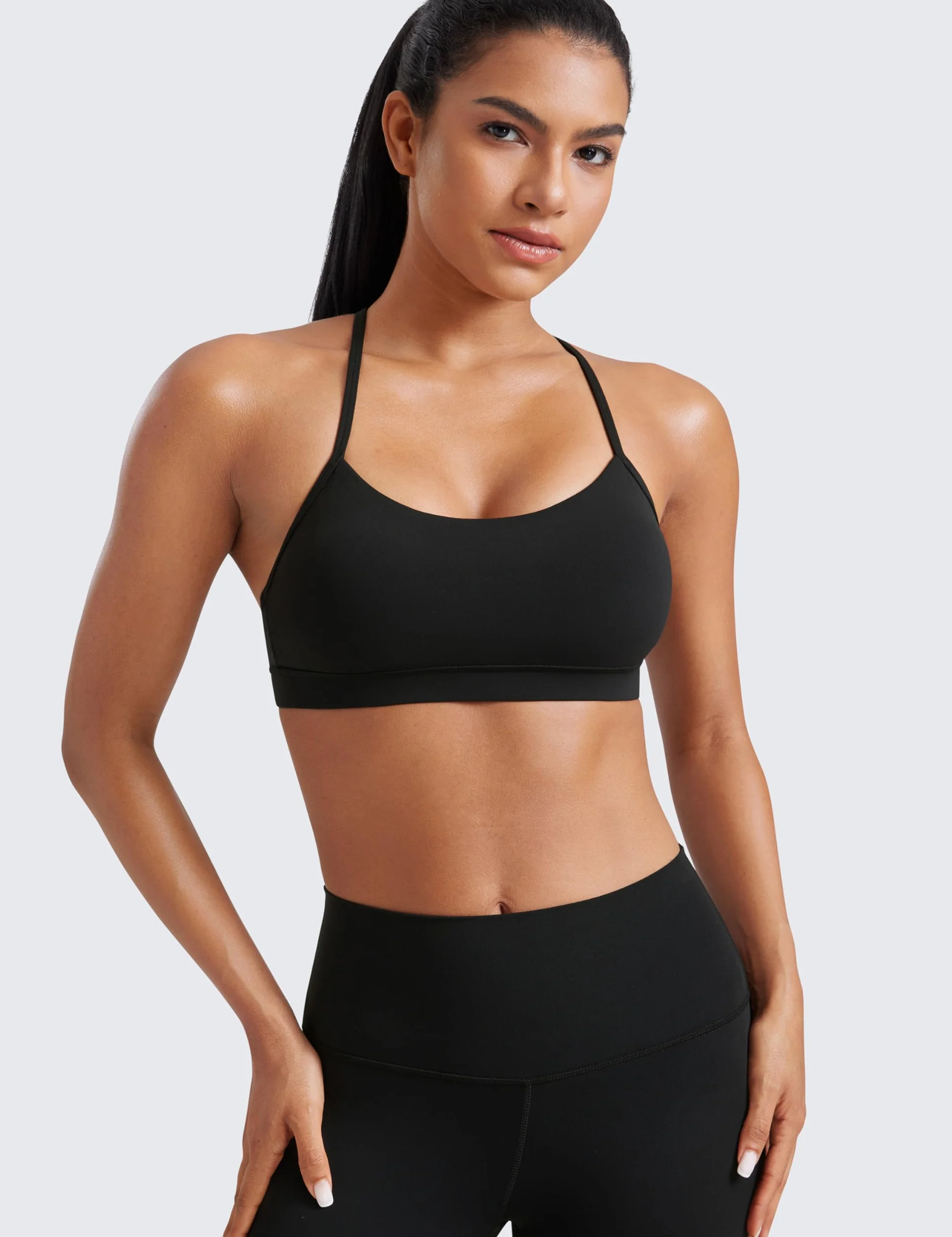 CRZ YOGA Mujer Butterluxe Sujetador Deportivo Racerback Spaghetti Straps Bajo Impacto Yoga Bra