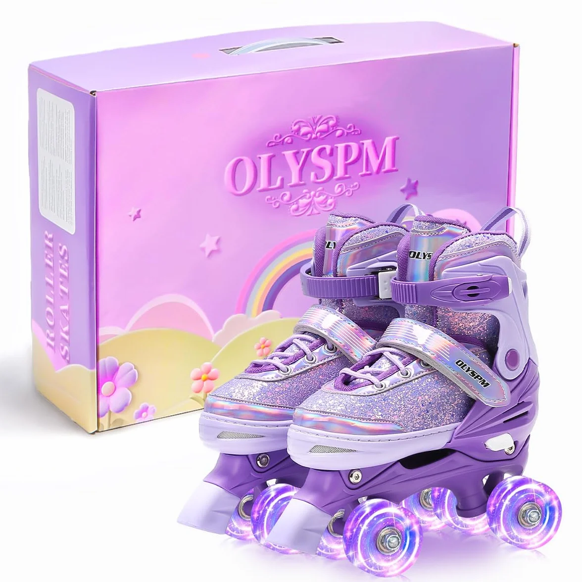Patines 4 Ruedas Luminiscentes Ajustables con 8 Ruedas Brillantes para Niños