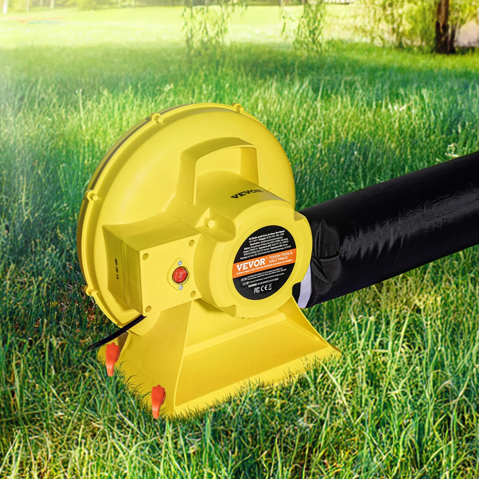 VEVOR Soplador de Aire para Castillos Inflables, 870 W y 950 W, 1,3 HP, Bomba Comercial, Ventilador Eléctrico 3300 RPM, Castillos Inflables, Toboganes de Agua, Amarillo, 420 x 240 x 420 mm