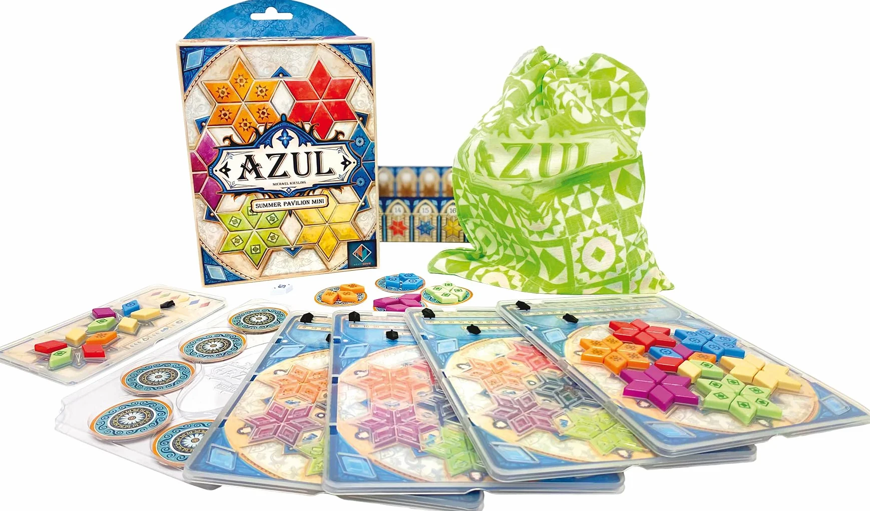 NEXT MOVE Asmodee Azul: PAVILLON D'Ete Mini - Juegos de Mesa - Juego de Viaje - Familia y Niños a Partir de 8 años - de 2 a 4 Jugadores - Versión Francesa