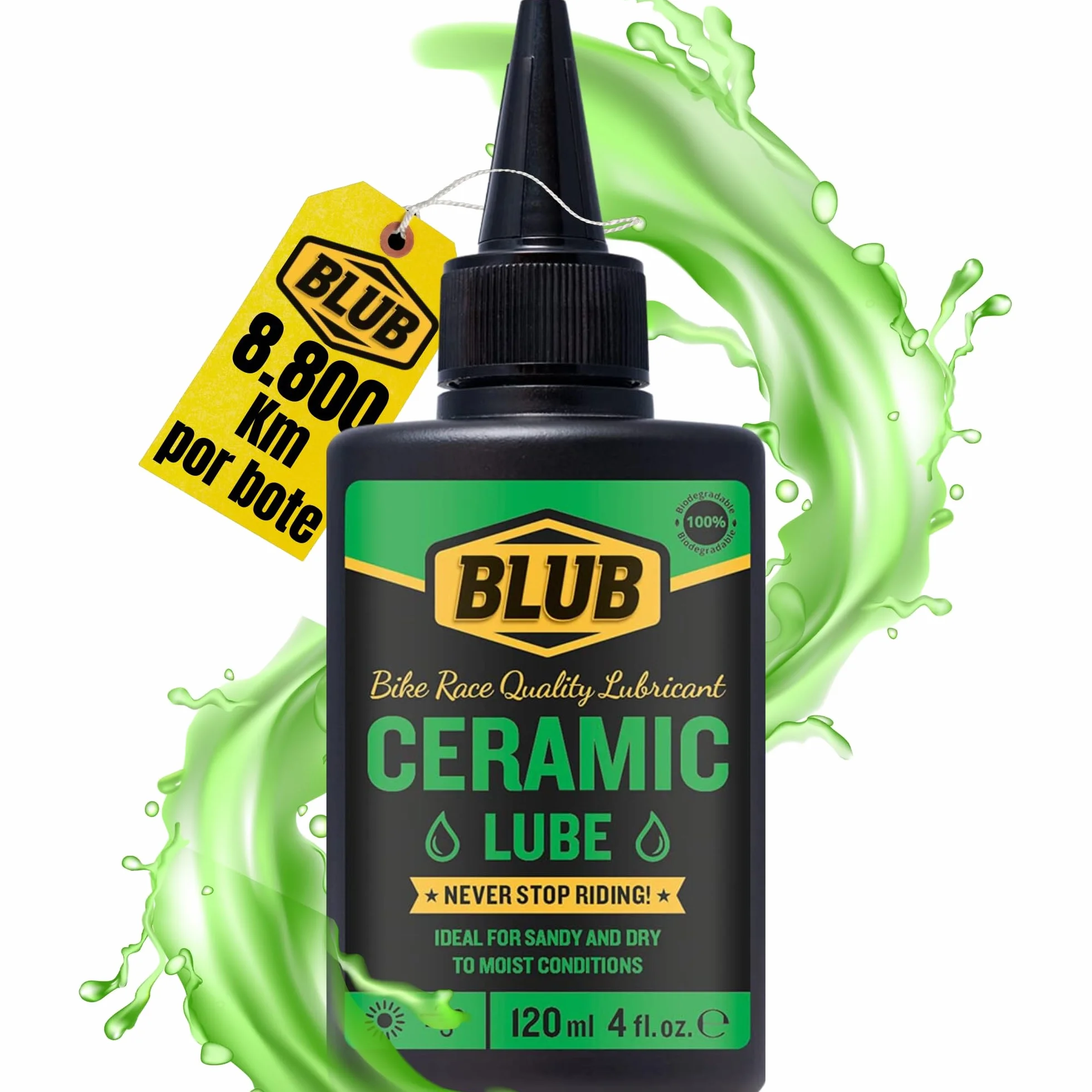 BLUB Ceramic Lube 120ml Aceite Ceramico Cadena Bicicleta Lubricante Bicicleta MTB BMX Carretera Grasa Bici Todas Condiciones Verde