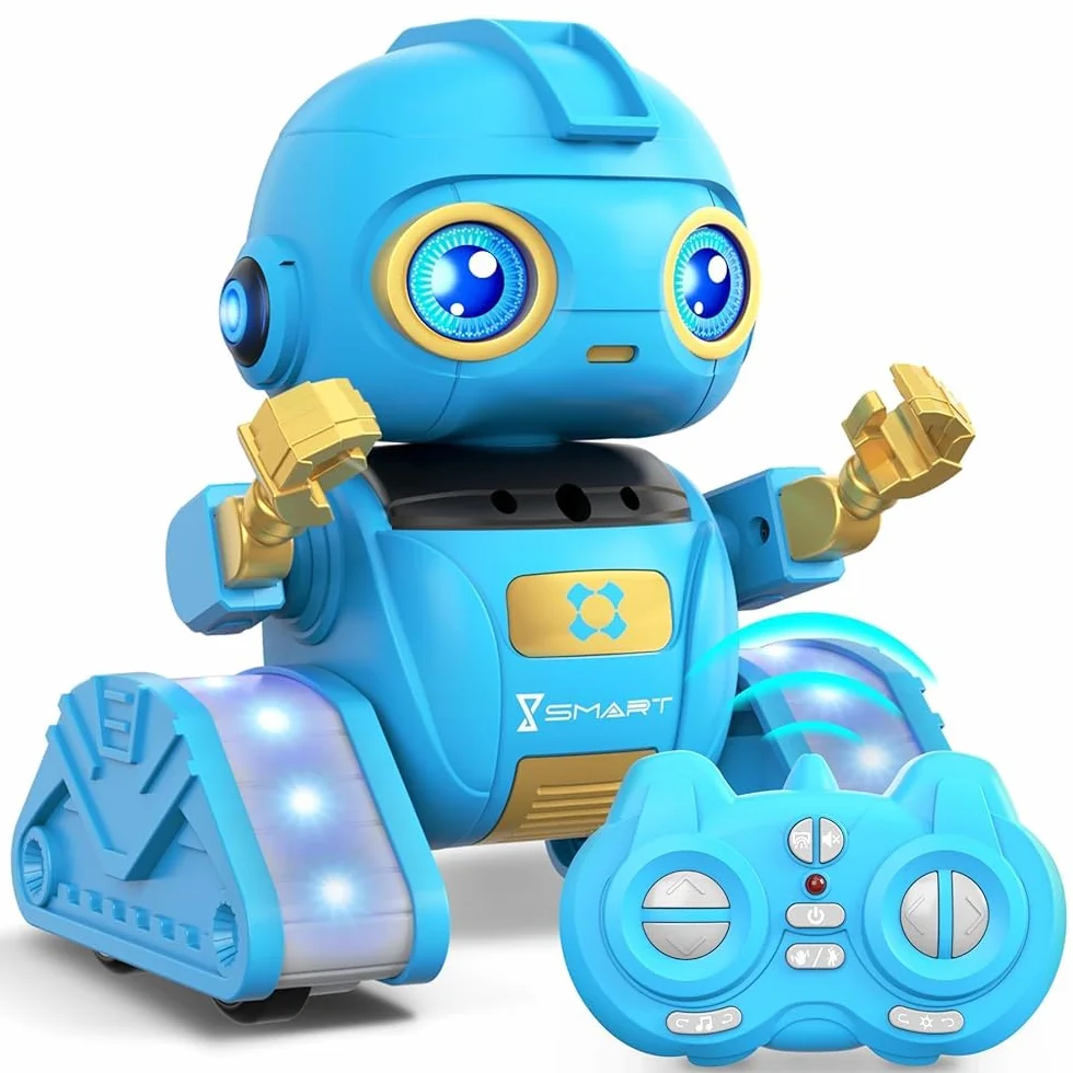 Ophy Robot Niños Juguetes Recargables y Proyectables RC Robot con Ojos LED y Música Juguete RC con Sensor de Gestos para A Partir de 3 4 5 6 7 8 9 10 años Regalo Azul Víspera de Todos los Santos