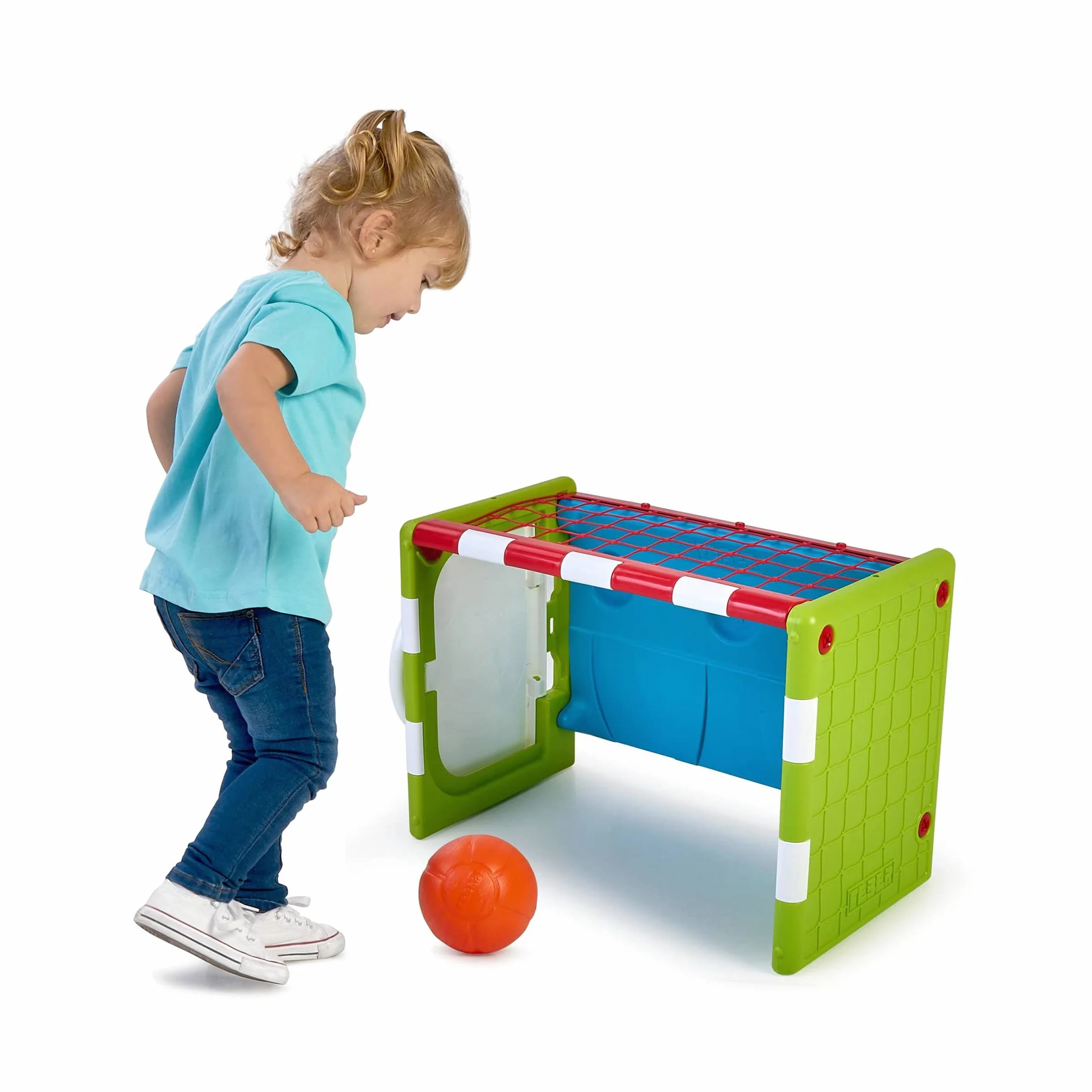FEBER - Activity Cube 4 en 1, Cubo de Actividades, Juguete Completo, 3 Deportes: fútbol, Baloncesto y Golf, y es una Mesa, Accesorios incluídos,para fomentar la Actividad Infantil, Famosa (FEB03000)