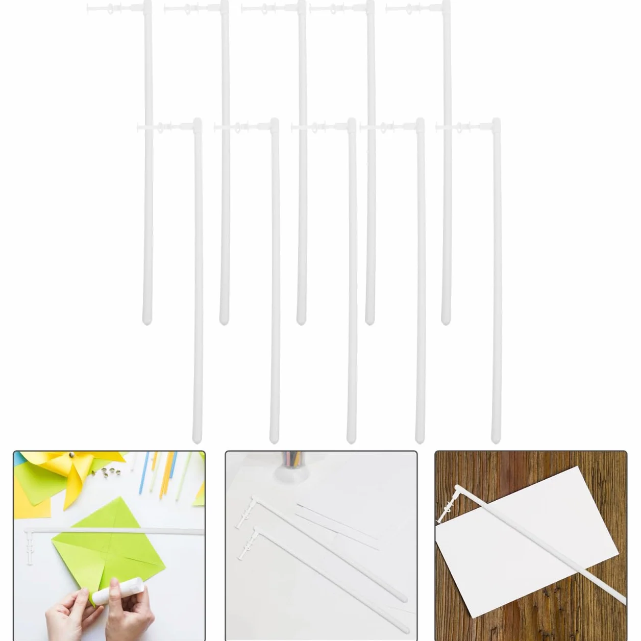 10Piezas Varillas de Molinos de Viento Varillas de Repuesto de Plástico para Hacer Molinetes Accesorios de para Manualidades Decorativas