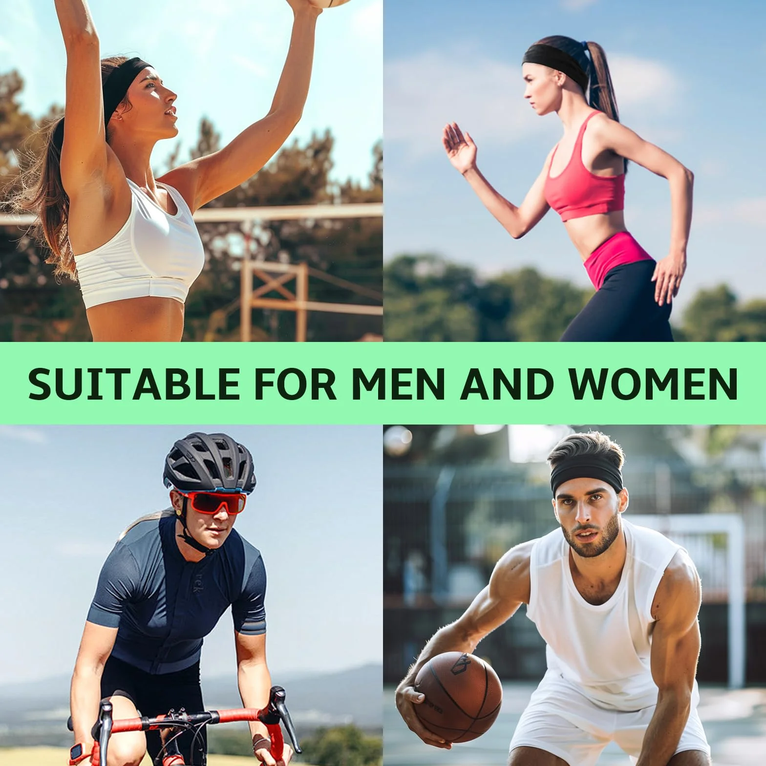 Diadema Elástica Antideslizante Absorbente Sudo para Yoga Deportivo Mujer Hombre
