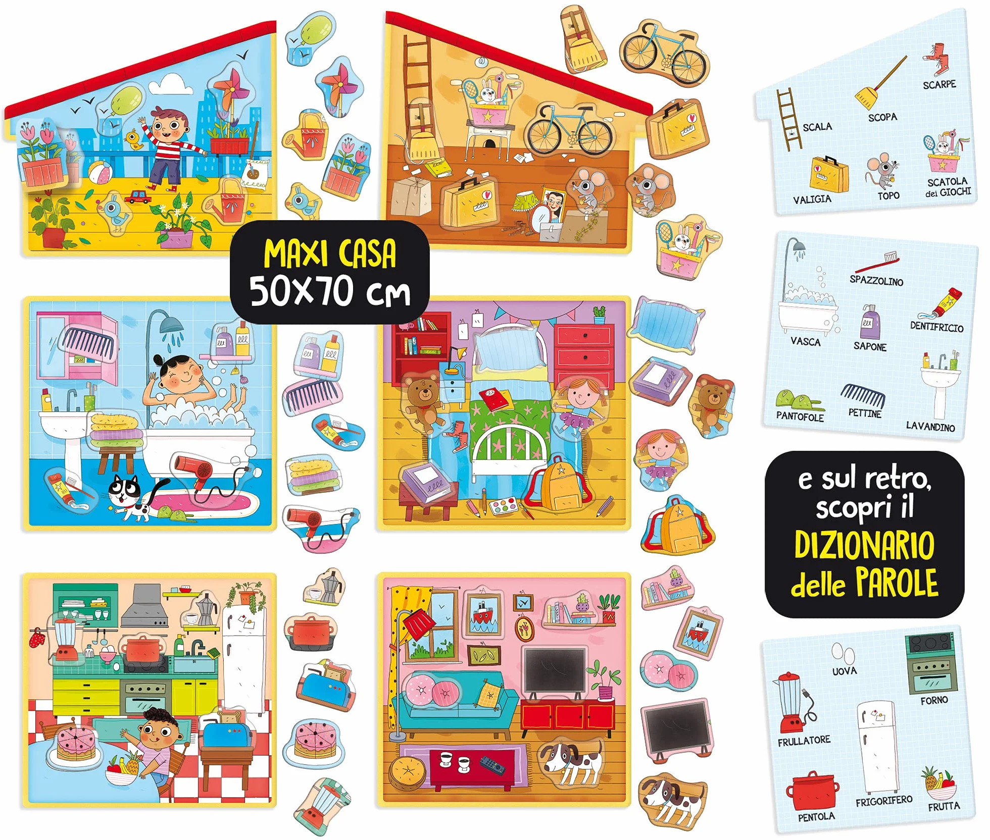 Lisciani - MONTESSORI - La Casa - Rompecabezas Para Niños a Partir de 2 años - Enseña a Colocar cada Cosa en su Lugar en la Casa - Juego Educativo - Fabricado en Italia (El empaque puede variar)