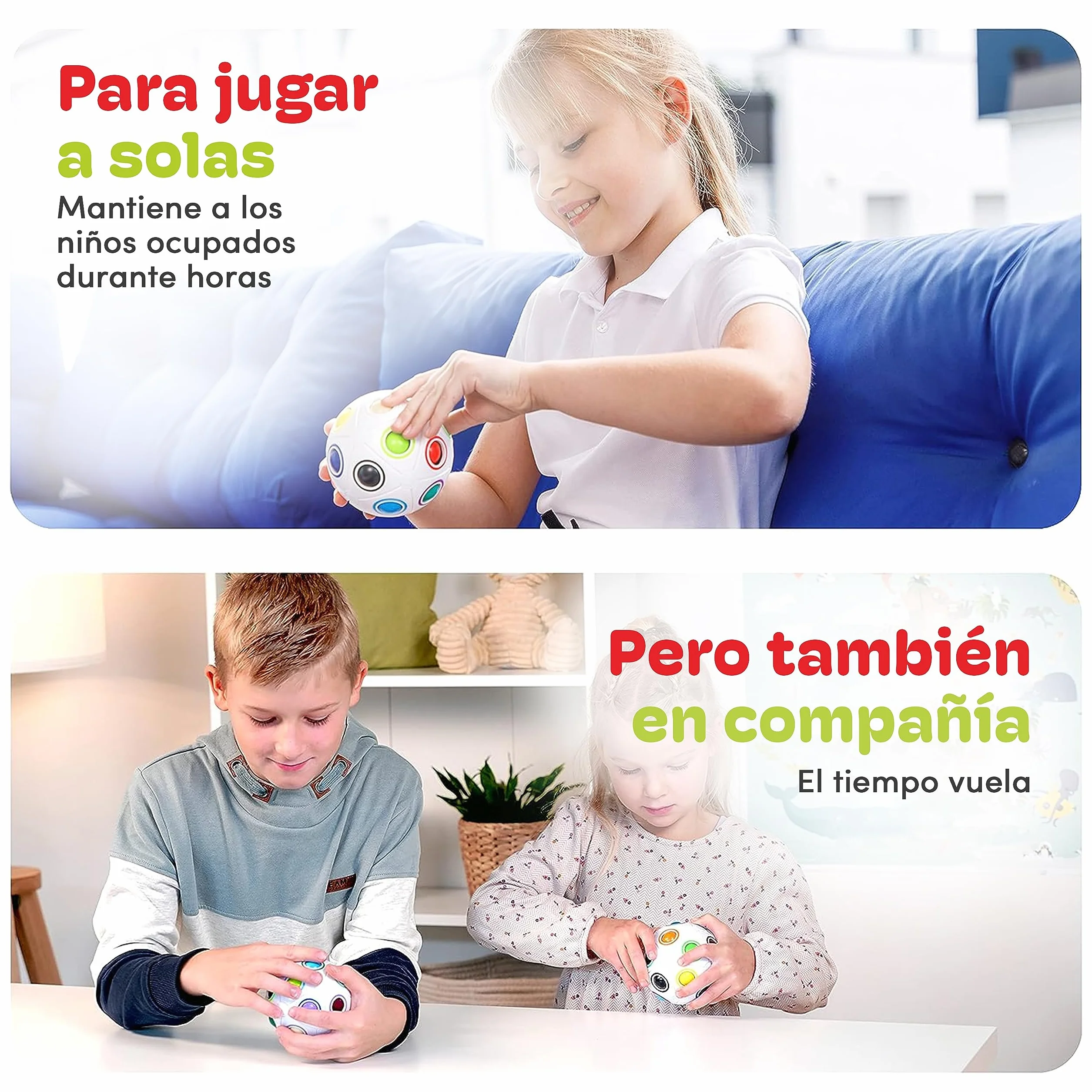 CUBIDI® Bola Mágica Arcoíris Grande Puzzle 3D. Rompecabezas Niños Ideal También como Rompecabezas Adultos. Juguetes Antiestres Adultos y Perfectos como Regalo Niña 6 Años y Niño.