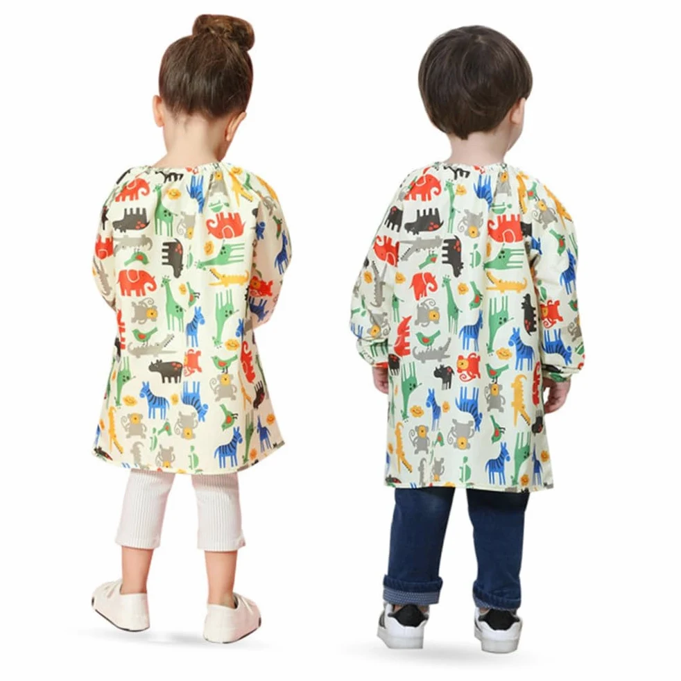 Mikinona Bata de Pintura para Delantal de Arte Estampado Amarillo Manga Larga Talla M Ropa Protectora Transpirable y Resistente a Manchas Adecuado para Pintar y Dibujar