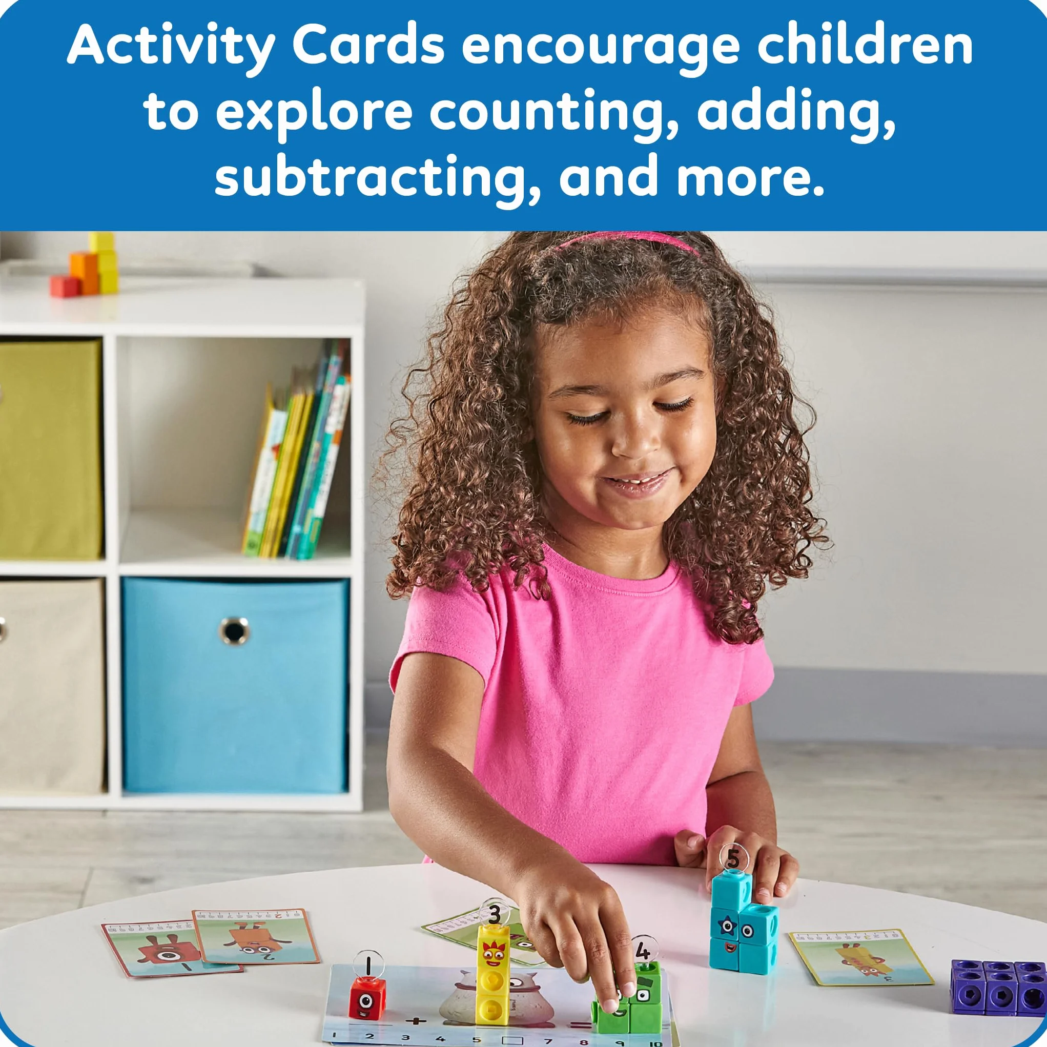 Learning Resources MathLink Cubes Numberblocks 1–10, Juego Educativo para Contar y sumar, Cubos conectables con Tarjetas de Actividades, 251 Piezas, Edades 3+
