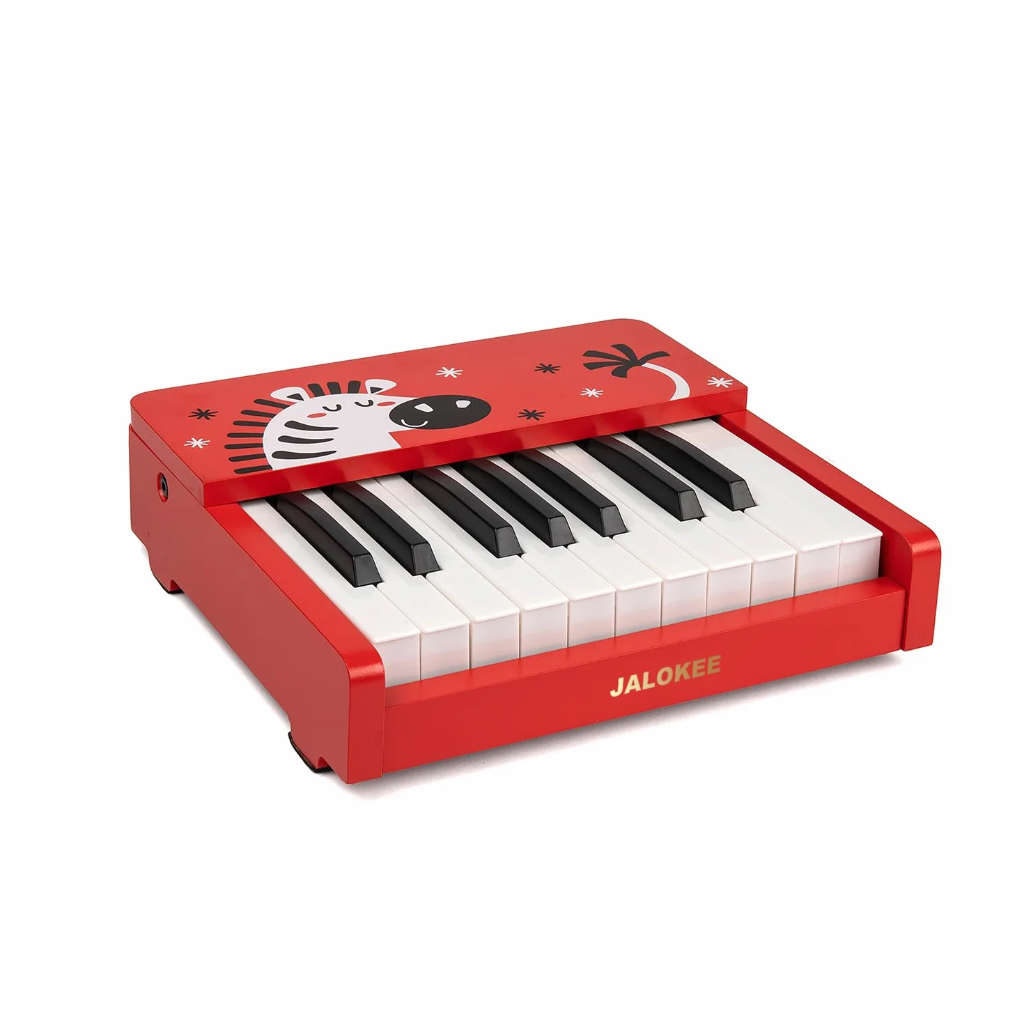 Teclado de piano para niños, 18 teclas piano digital, mini instrumento educativo de música, juguete de madera para bebés, niñas y niños (Rojo)