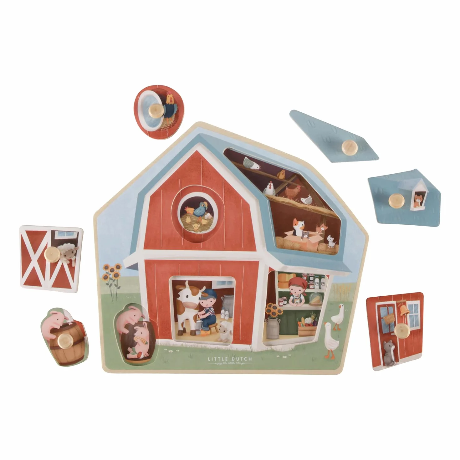 Little Dutch 7158 - Puzzle de madera con mango de madera FSC