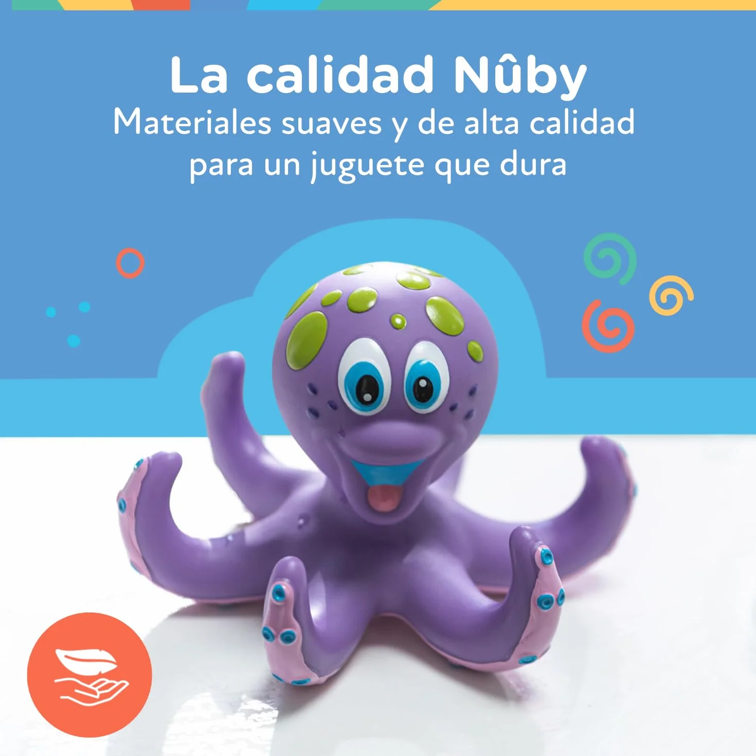 Nuby Pulpo Flotante Juguete de Baño Bebe con Anillos 18+ Meses Violeta