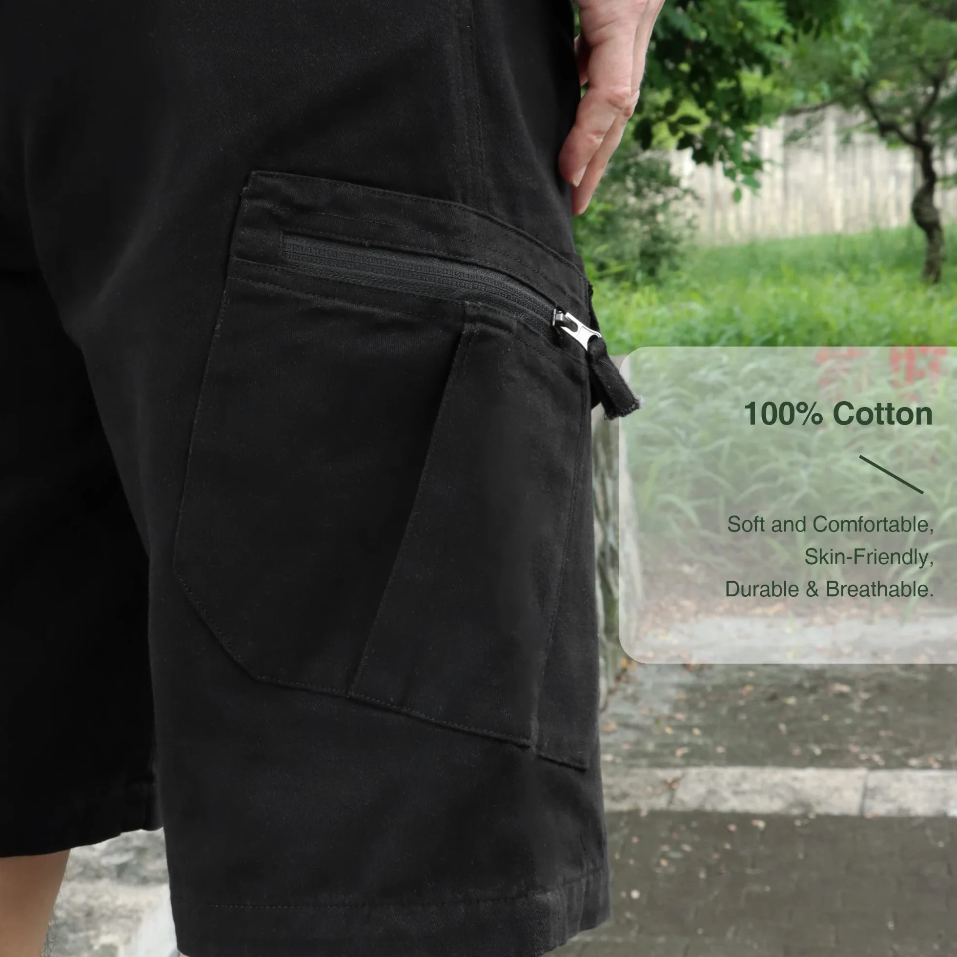 Pantalones Cortos de Combate Hombre Algodón Múltiples Bolsillos Casual