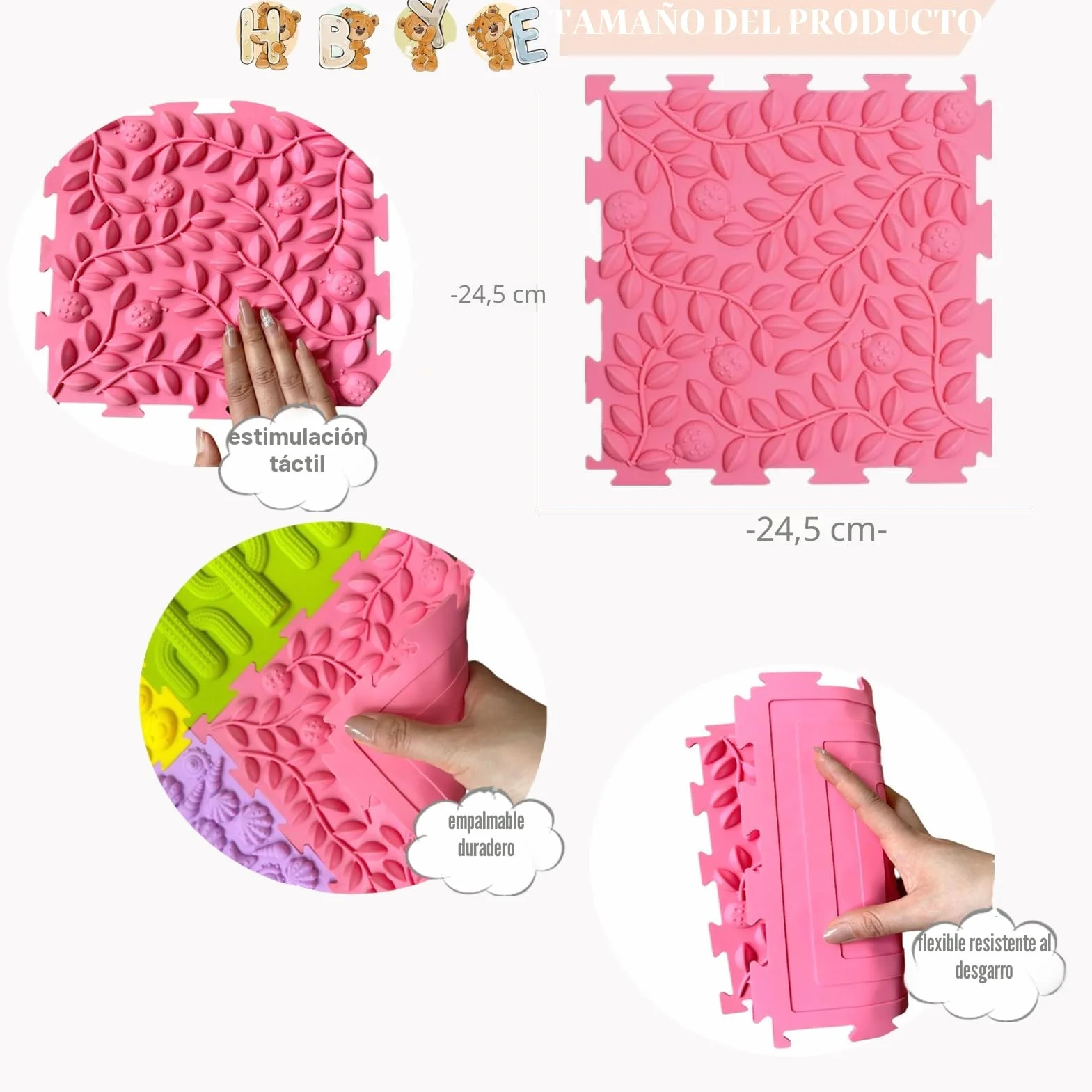Tapete de Juego Ortopédico de Rompecabezas de Masaje, Entrenamiento Sensorial Texturizado para Niños y Adultos
