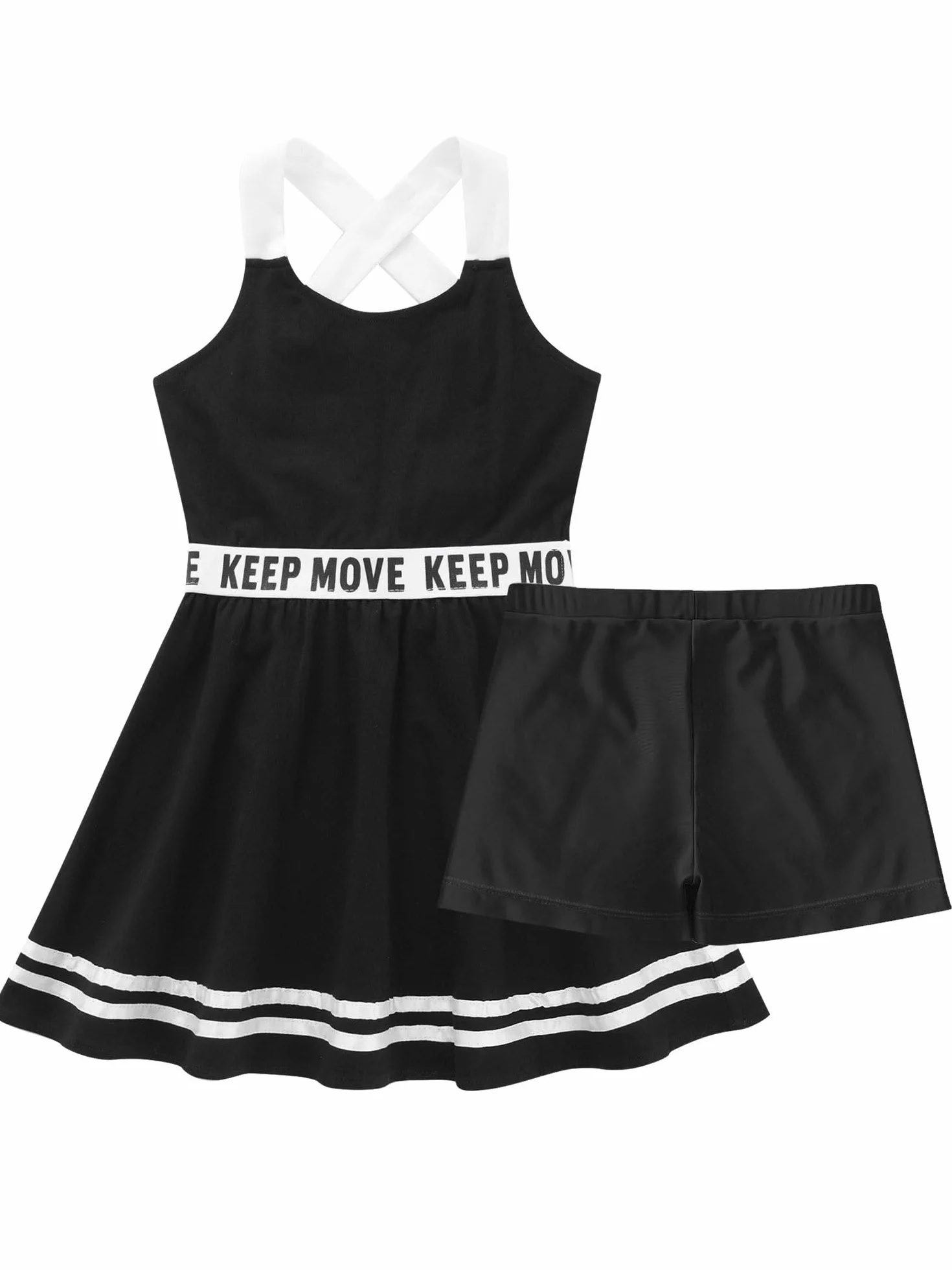 IEFIEL Vestido de Tenis para Niña sin Manga con Leggings Cortos 5-14 Años