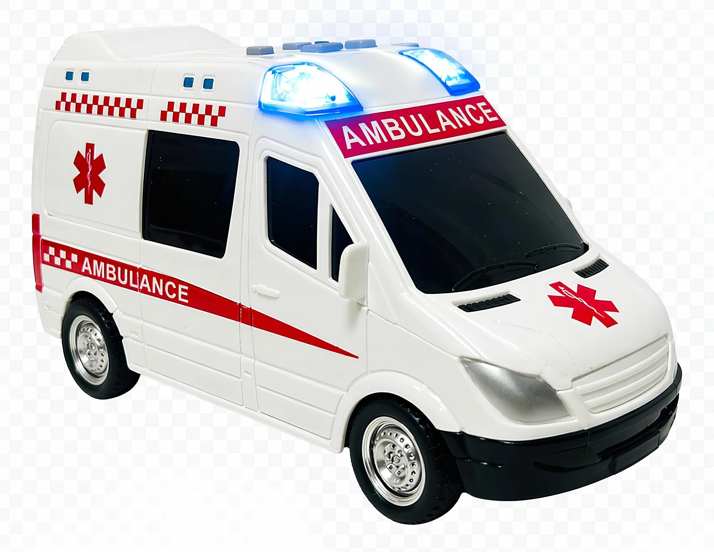Ambulancia - Juguete con luces y sonidos reales, movimiento de embrague, ambulancia, grande, 18 cm, primeros auxilios con luces y sonidos, ambulancias para niños, con movimiento de embrague, sirenas