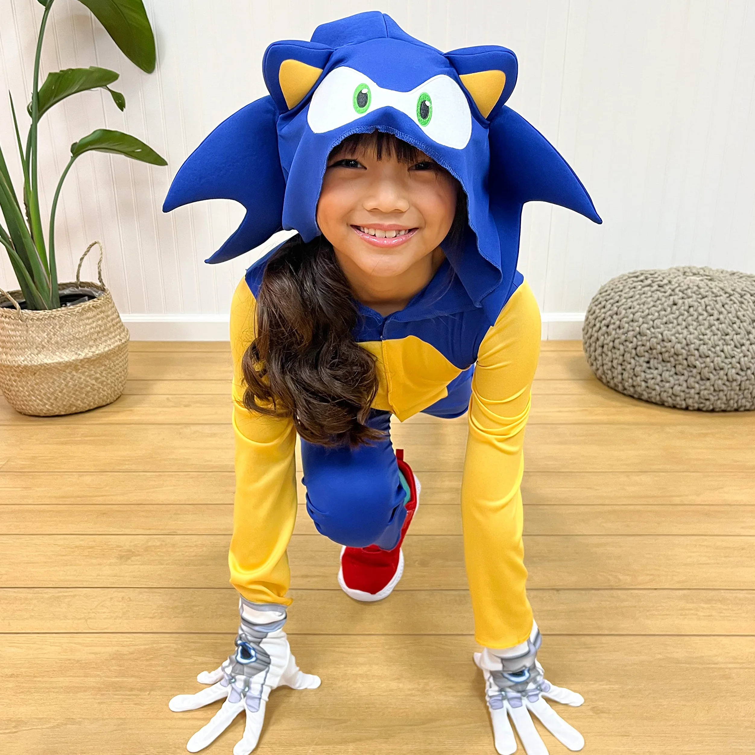 Disguise Disfraz de Sonic para niños, overol oficial de Sonic Prime con capucha