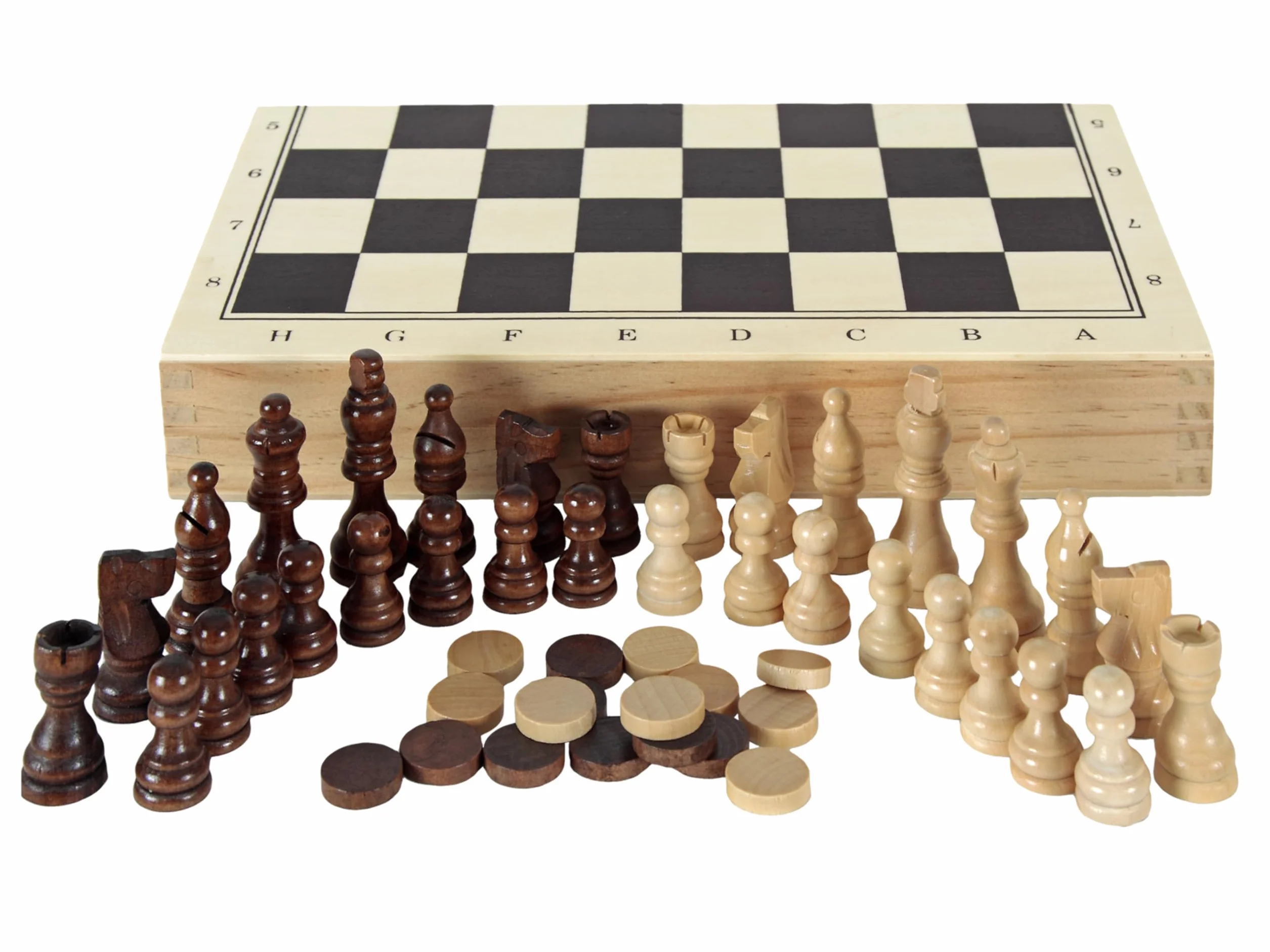Ajedrez, Damas y Backgammon en Estuche - Juego de 2 Jugadores