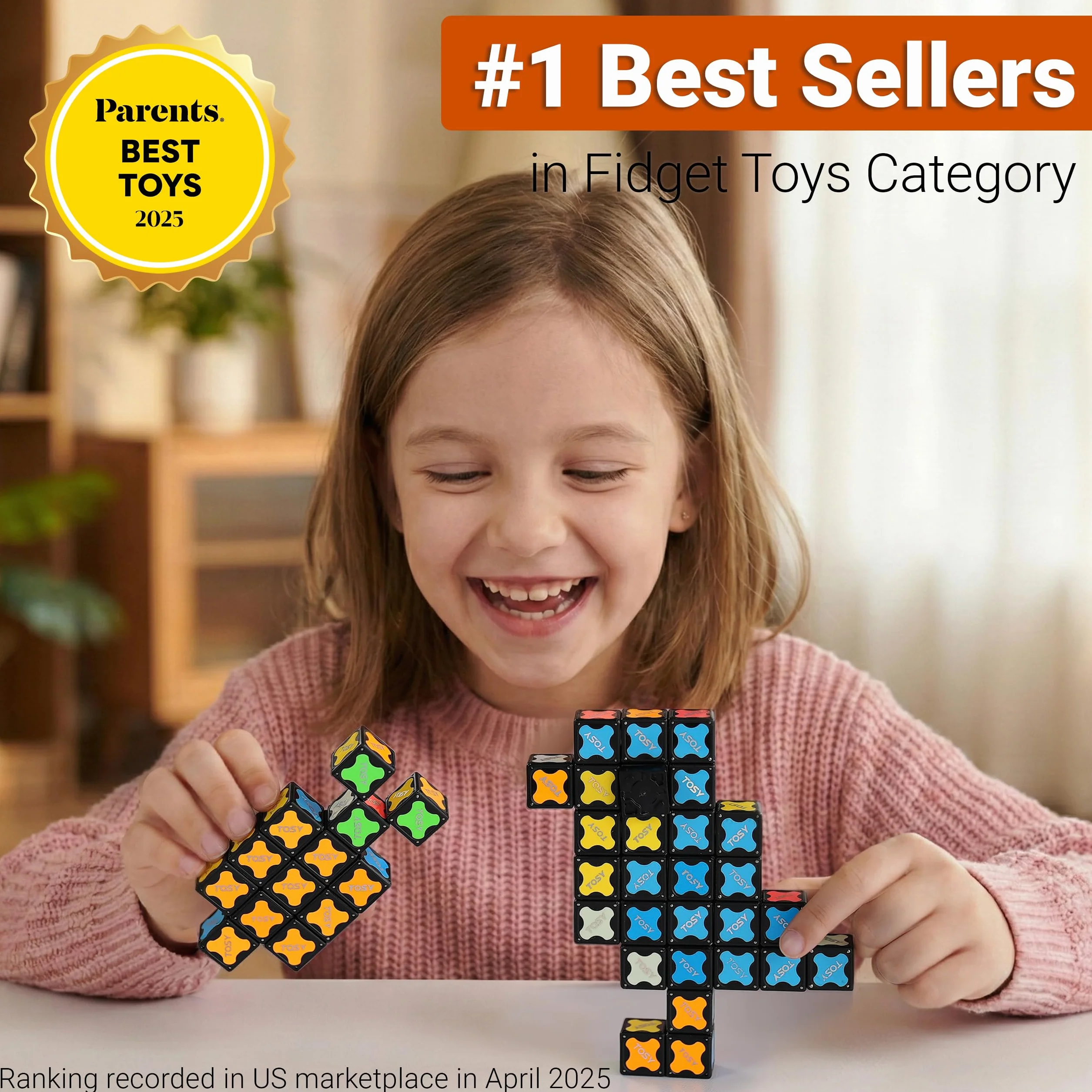 TOSY Magnet Cube 3x3 - 30 Bloques, Multiusos: Bloques de construcción creativos, Fidget Spinner transformable, Rompecabezas/Cubo Infinito, Regalo de Pascua para niños, Juguete Stem Brillante