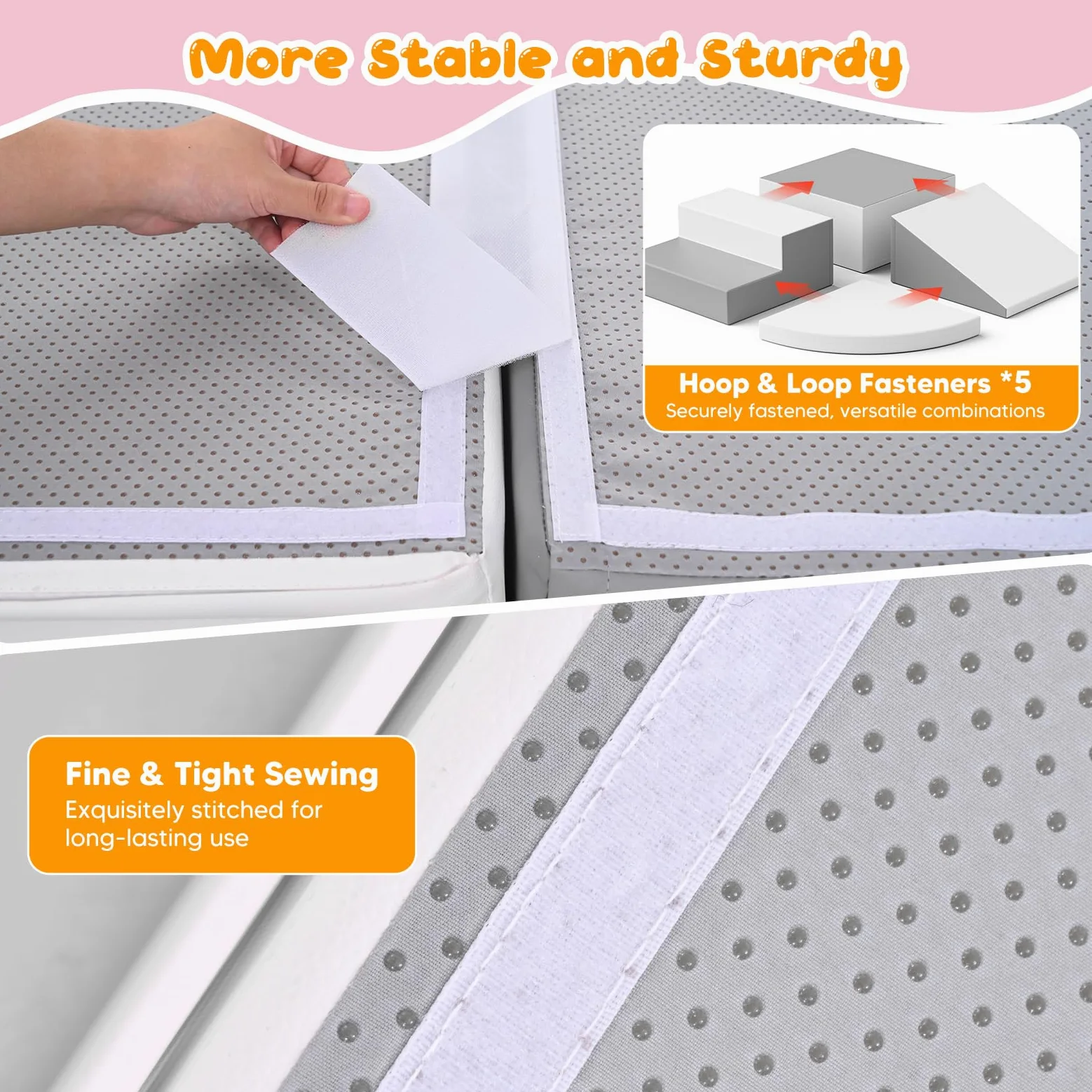 Bloques de Juego de Escalada de Espuma de 4 Piezas, combinables con Cierre de, Juguete Educativo para el Desarrollo de Interiores y guarderías (Gris y Blanco)