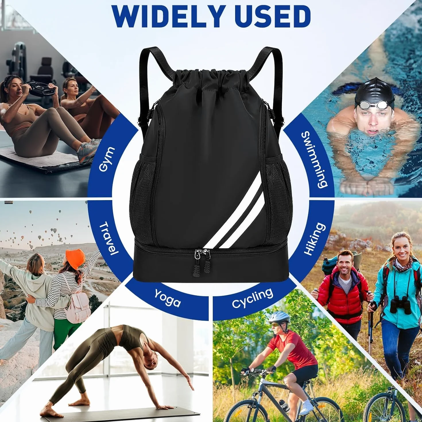 Zorplex Mochila deportiva impermeable gran tamaño con compartimento para zapatos