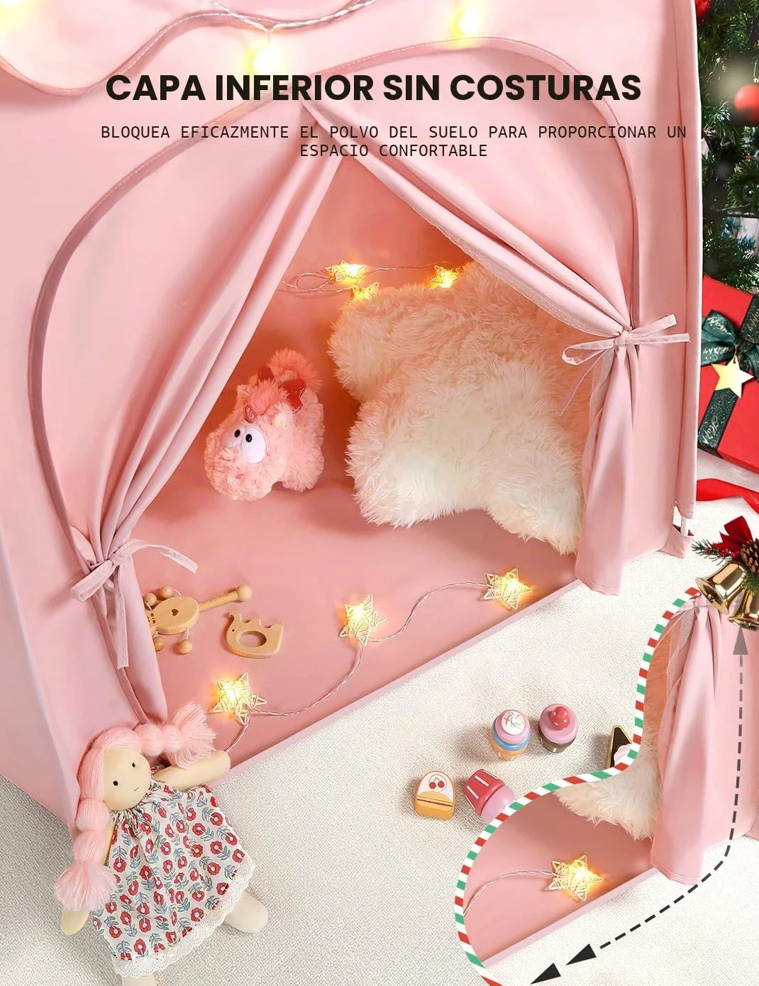 Besrey Tienda de Campaña Infantil Rosa - Casita para Niños con Diseño de Castillo, Grande y Fácil de Montar, Ideal para Juegos Interiores y Exteriores, Niñas y Niños