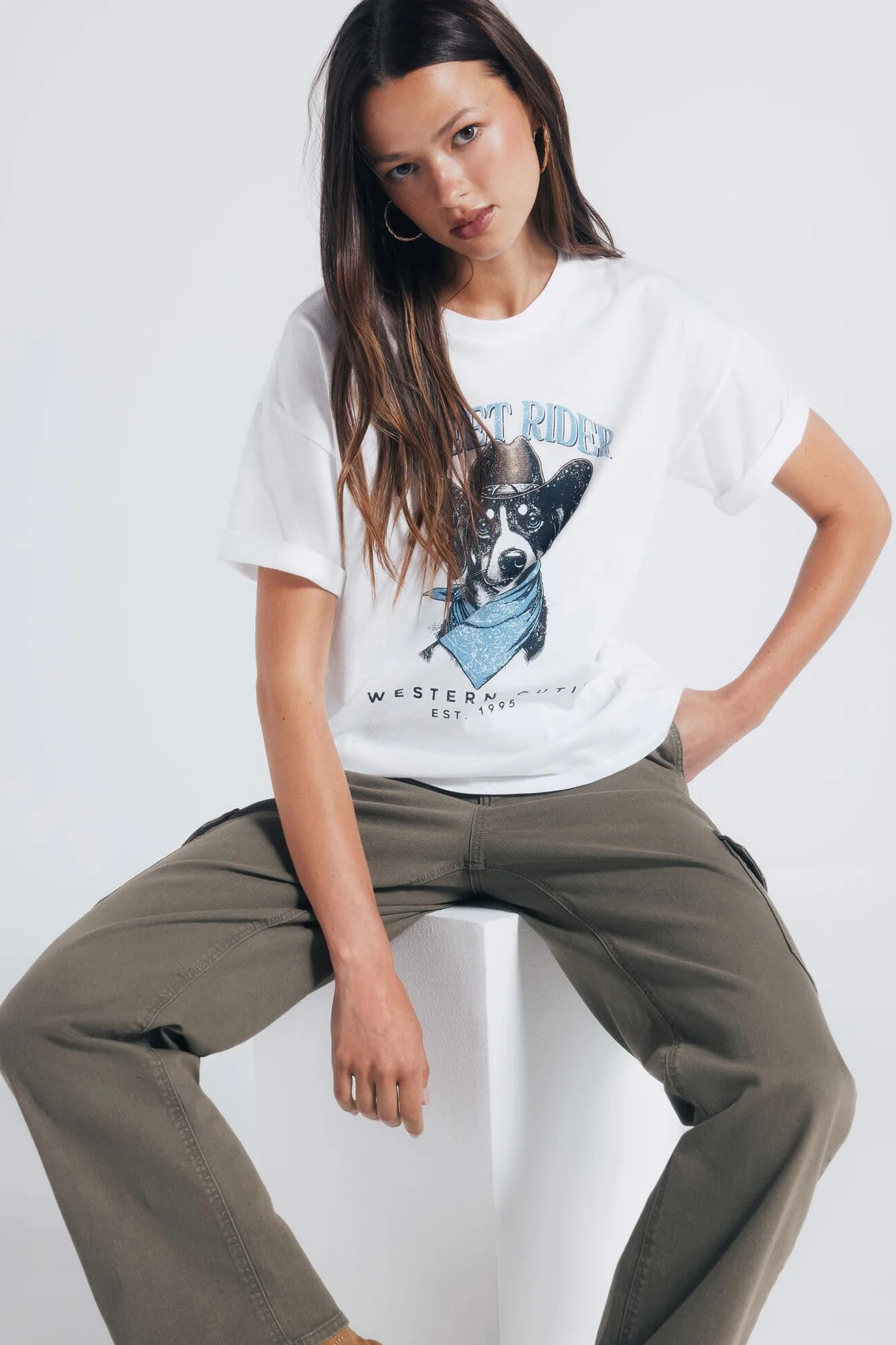 SPRINGFIELD Dog Graphic Short Sleeve T-Shirt for Women