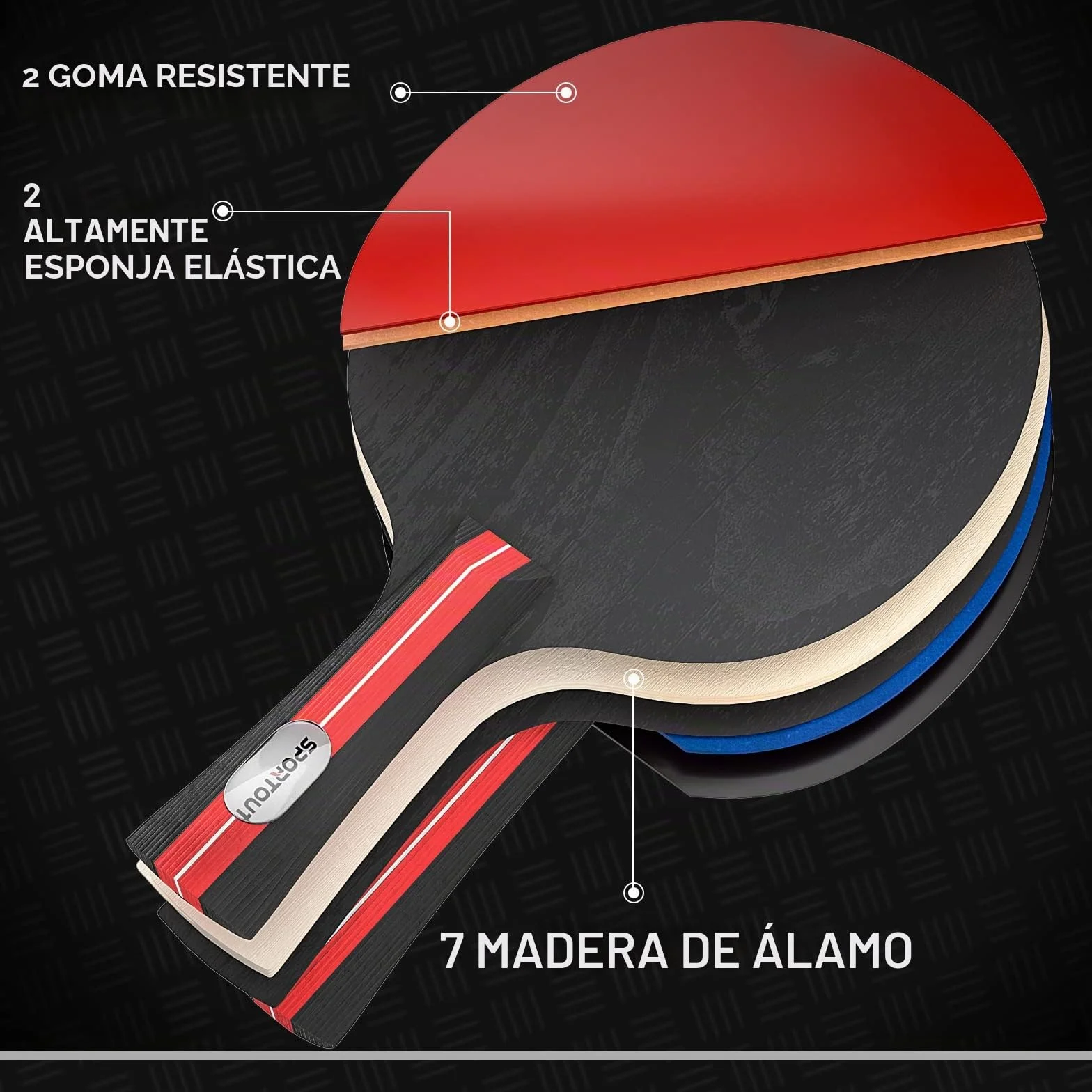 Easy-Room Juego de Raquetas de Tenis de Mesa, 2 Raquetas + 3 Pelotas, con Estuche de Transporte