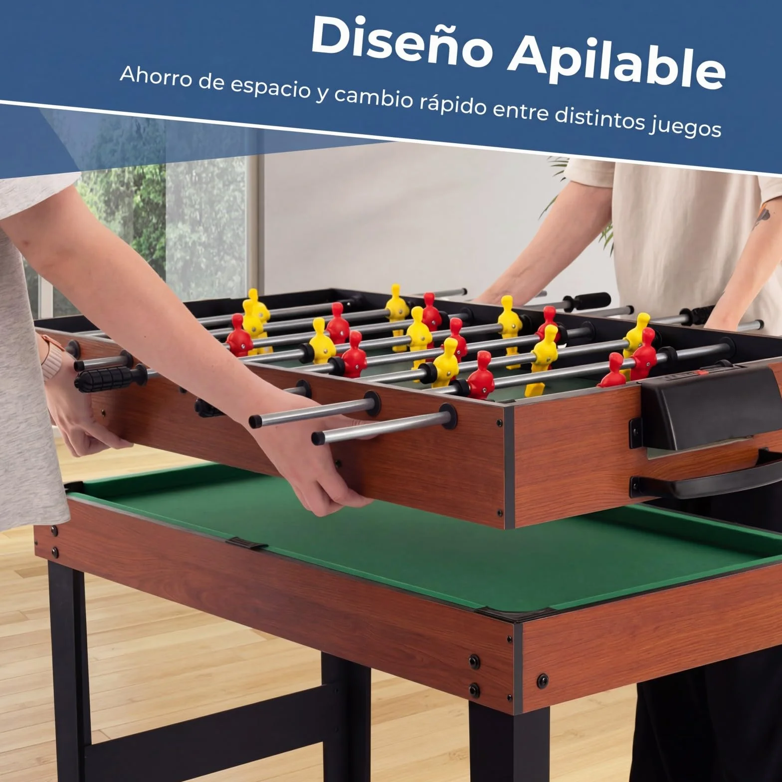 COSTWAY Futbolin, Billar, Hockey, Mesa de Tenis, 4 en 1 Mesa de Multijuegos con Patas y Accesorios, Futbolines para Niños y Adultos para Sala de Juegos, Bares, 125 x 97 x 83 cm