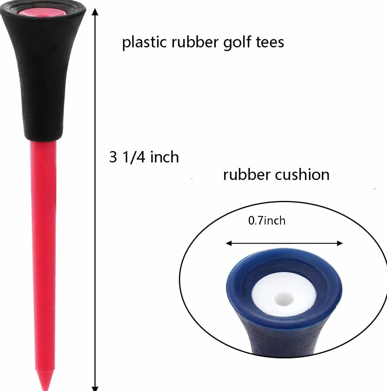 Golf Tees 50 Pack 3 1/4 Pulgadas Irrompible Plástico Colores Mezclados