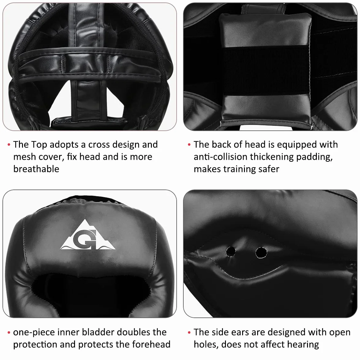 GROOFOO Casco de Boxeo para niños y Adultos, Protector con Parte Superior de Malla para Kickboxing, MMA, Muay Thai, Sparring, Rojo L/XL