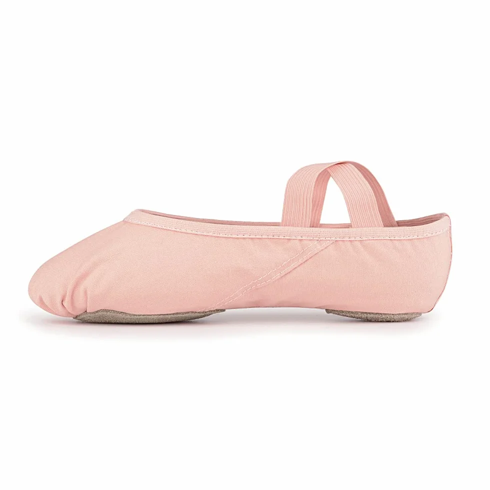 Zapatillas de Ballet Canvas Split Dance Zapatos Negro y Rosa Claro