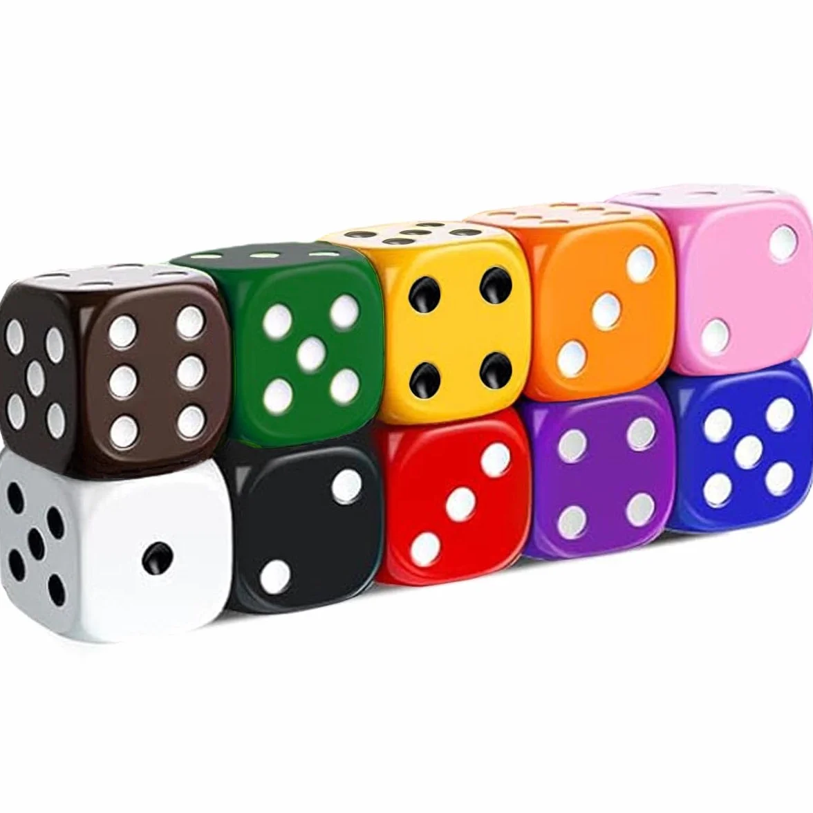Juego de 10 dados multicolor, 16 mm, acrílico, 6 caras para juegos de mesa y accesorios