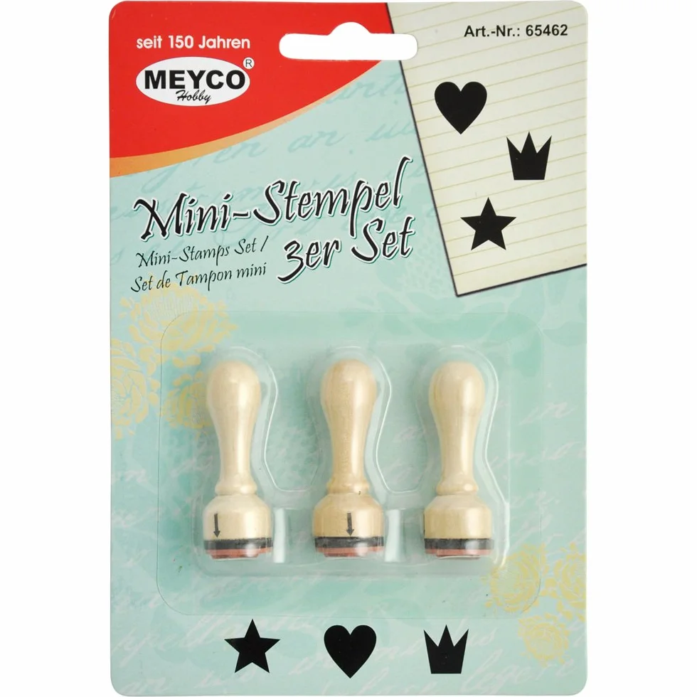 Meyco Sellos de Madera de Estrella, corazón, Corona de Juego de 3 de