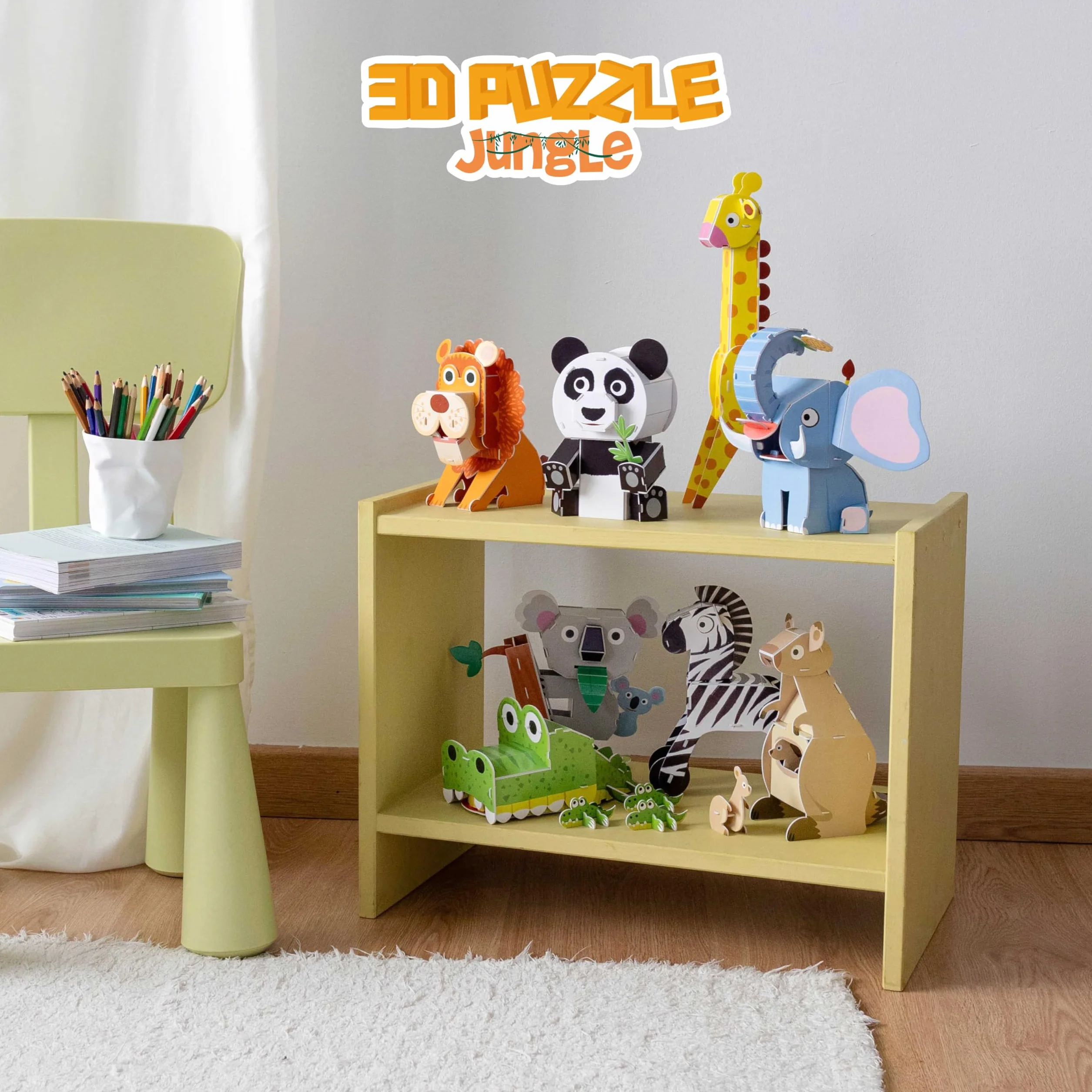 BONNYCO Puzzle 3D Animales de la Jungla, Pack 8 Rompecabezas Infantil para Niños 6-10 Años