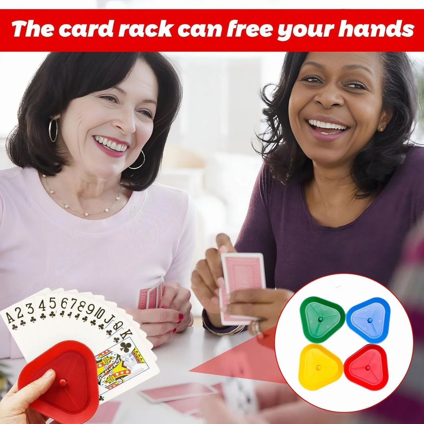 Juego de Cartas Titular,4 PCS Soporte Juego Cartas Póquer Mano pequeña Soporte póquer de Juego Triángulo de Cartas Puesto Póquer Estante Soporte para Tarjetas Juego de Mesa