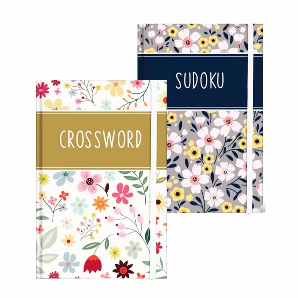 Juego de 2 libros de viaje A6 sudoku crucigramas floral