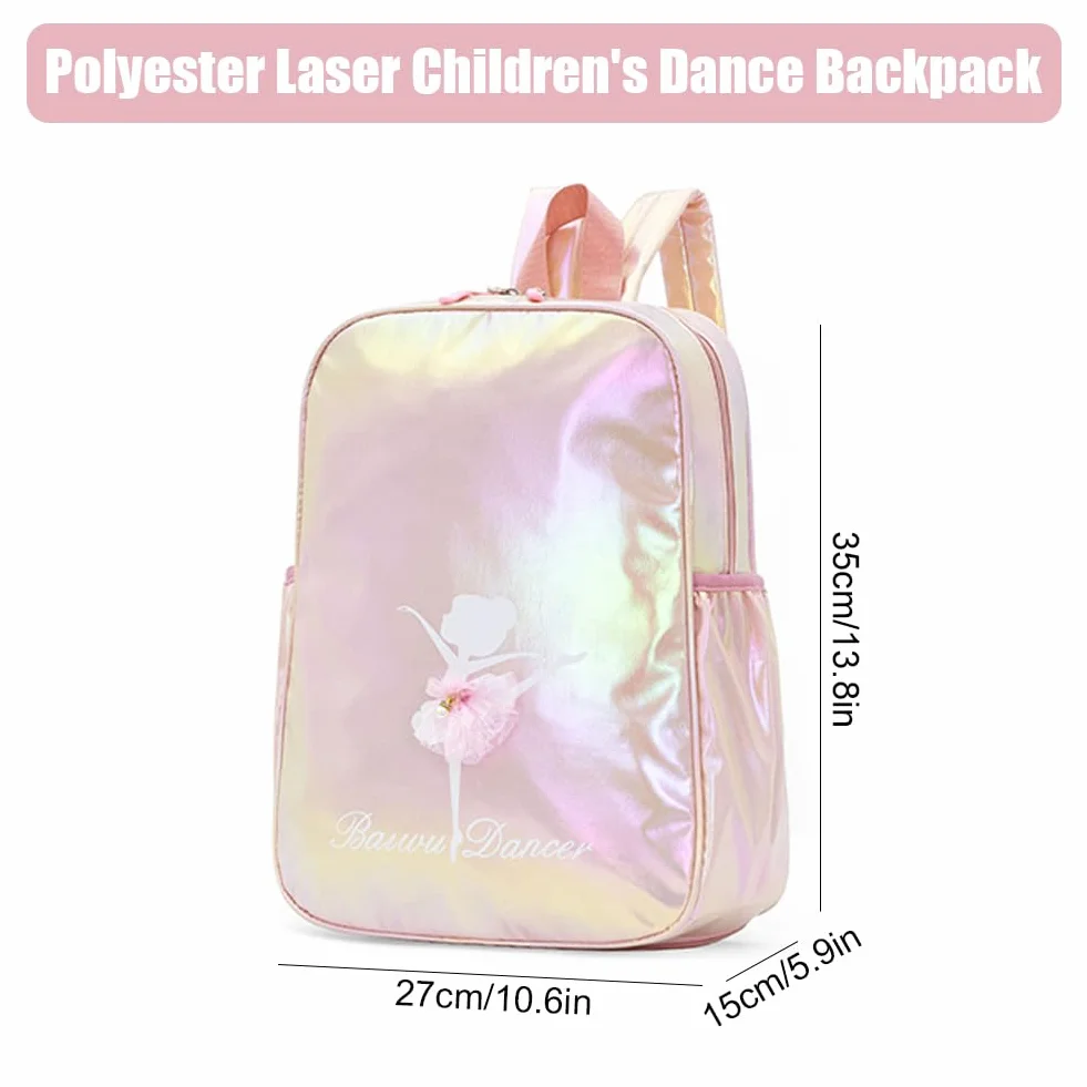 Bolsa de Ballet Láser Rosa Mochila de Bailarina para Niños Almacenamiento de Ropa y Zapatos