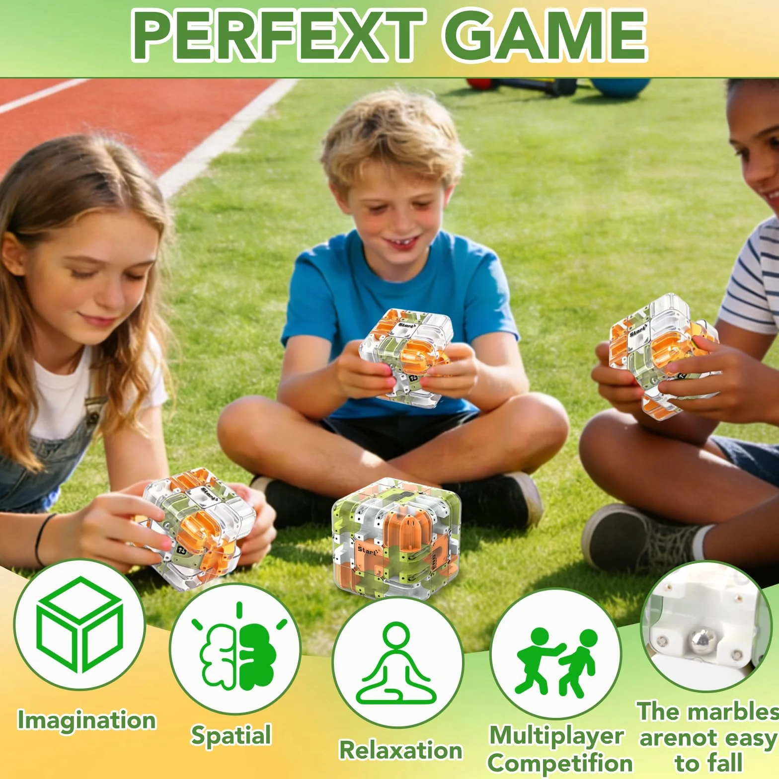 Laberinto de Bolas 3D Grande Rompecabezas Cubo Labyrinth Maze Juguete Educativo para Aliviar el Estrés Naranja