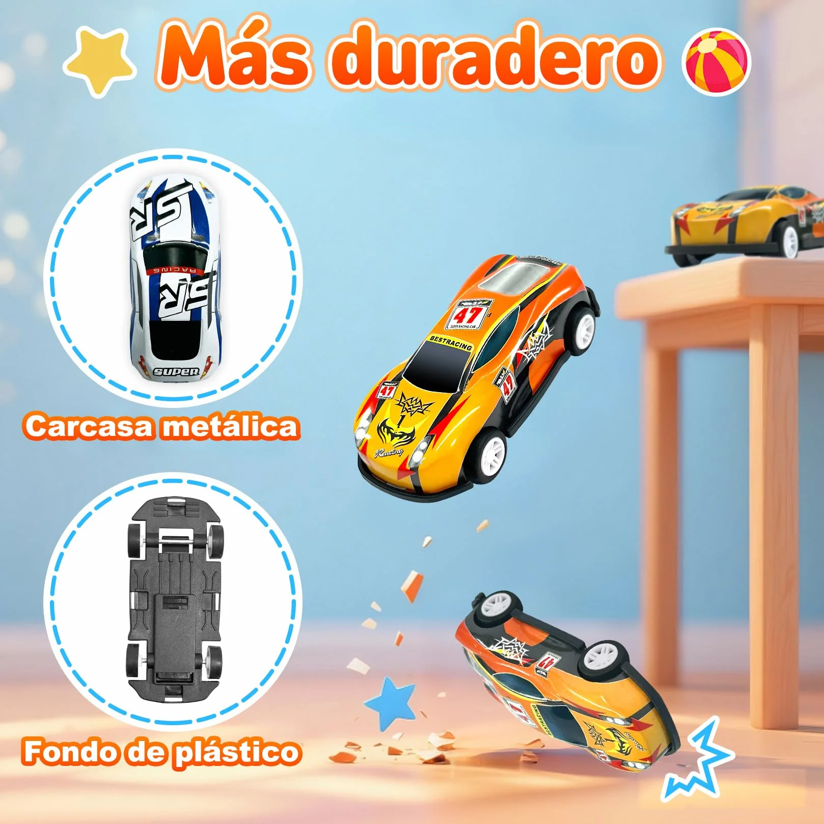Coches para Niños, Juguete Coche de Carreras, 22 Pack Micromachines de Retroceso de Metal con 8 Obstáculos, Mini Racers Cars Juguetes 3 4 5 6 7 8 Años, Navidad Cumpleaños Fiesta Regalos
