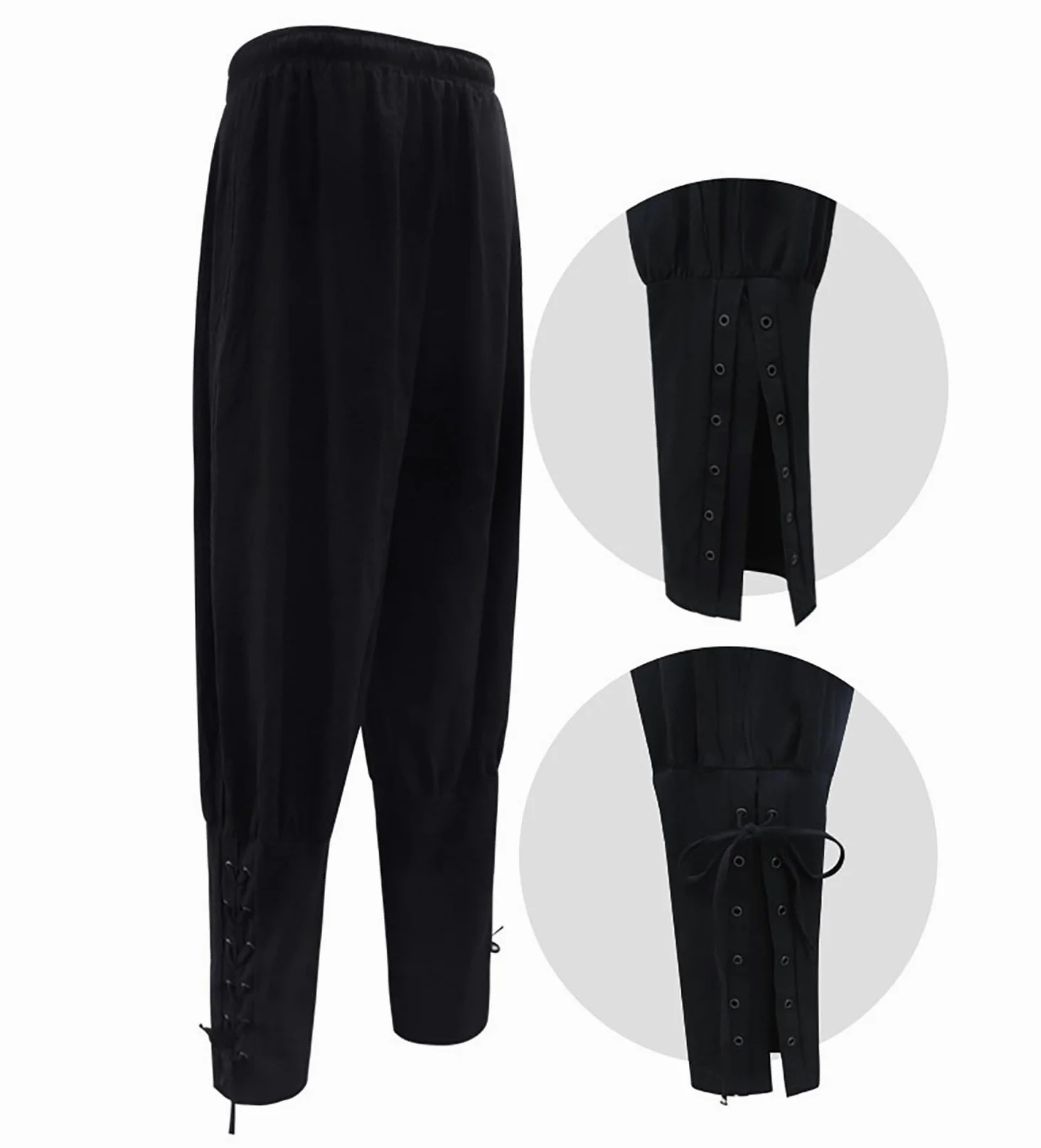 Akokvlar Conjunto de 10 piezas de disfraz de pirata medieval para hombre, pantalones vikingos con bandas en el tobillo
