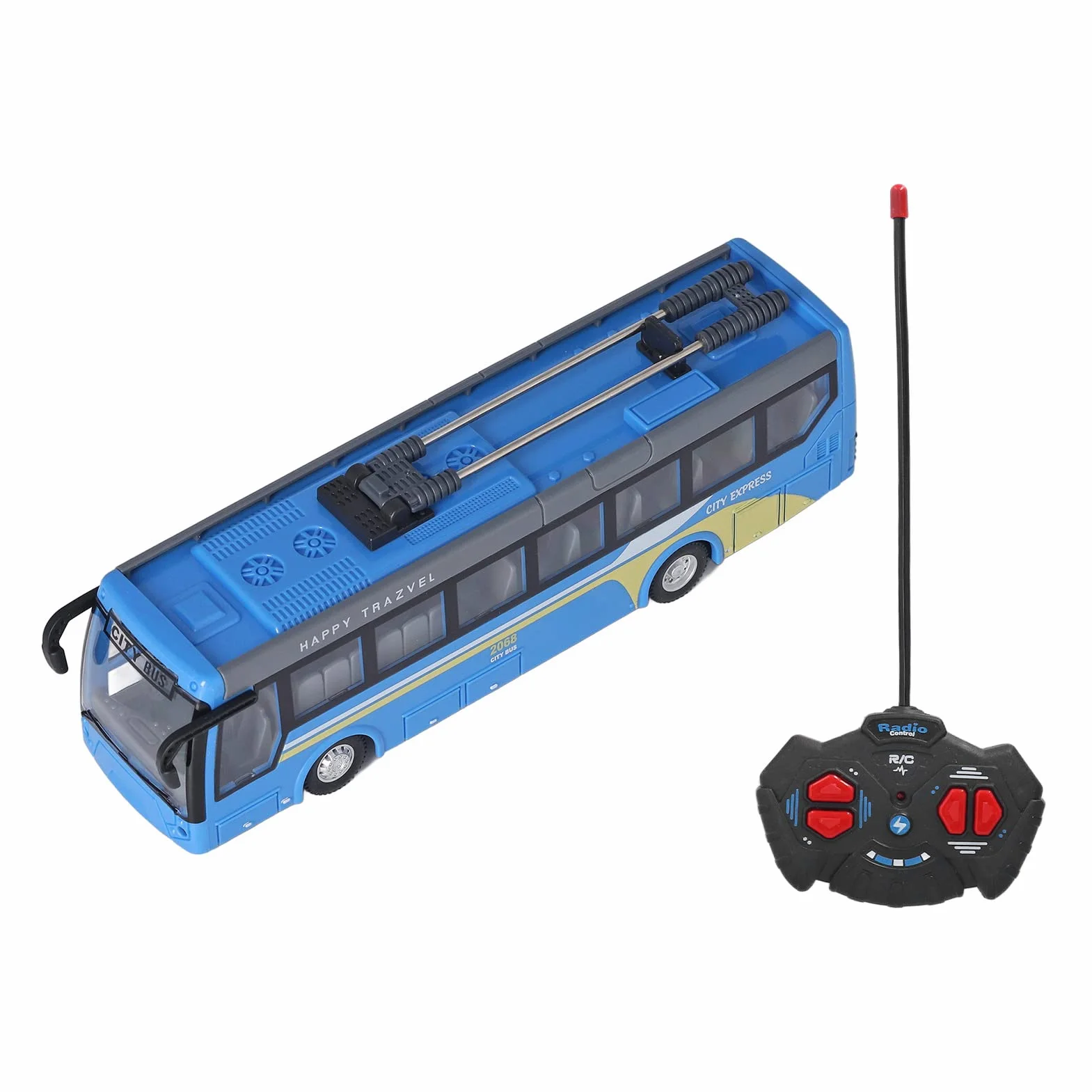 Juguete de Autobús de Control Remoto, Alta Simulación Todas Las Direcciones Que Conducen el Autobús Escolar RC Recargable para Niños(Azul)
