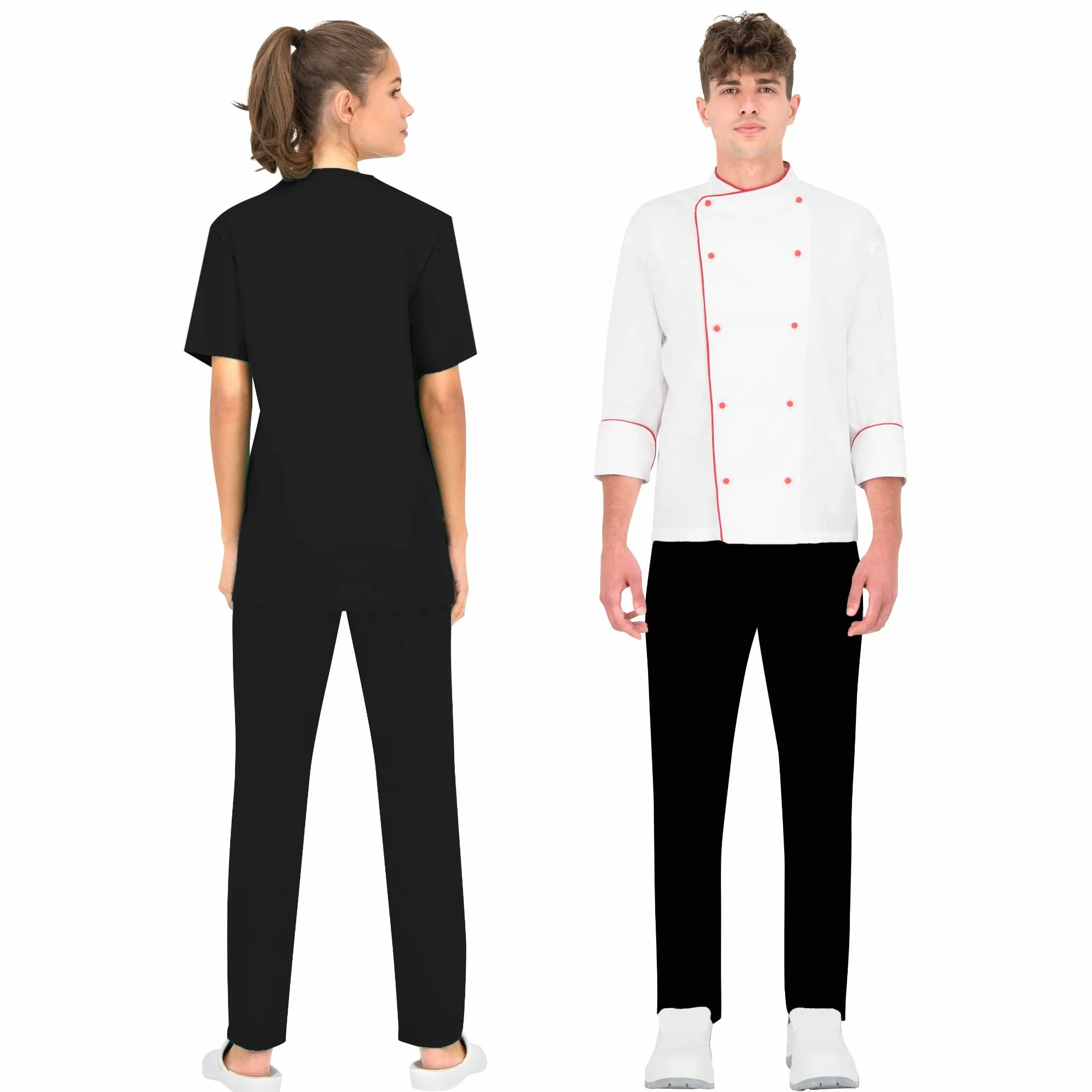 PALLTEX Carlo Pantalones de Cocinero Unisex EN 13688 con Cintura elástica con cordón