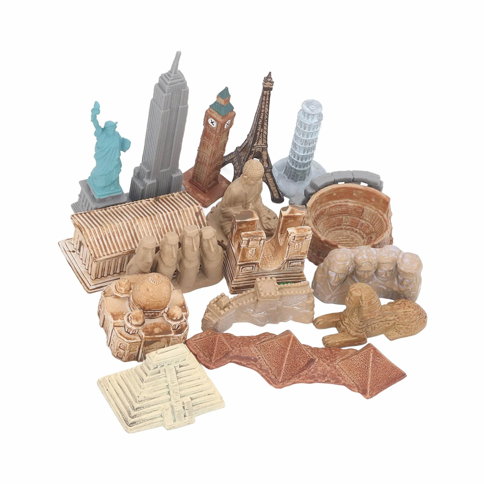 17 piezas miniatura antiguo edificio juguetes alrededor del mundo miniaturas de la ciudad edificio pirámide egipcia maqueta de juguete antiguo de Egipto