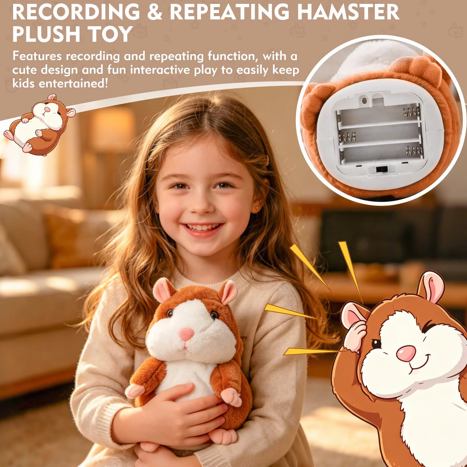 TaimeiMao Hámster Parlante,Hámster Hablando,Hamster Juguete Parlante,hámster Parlante de Peluche,hámsters Interactivo,Interactivo Juguetes de Felpa, Cumpleaños