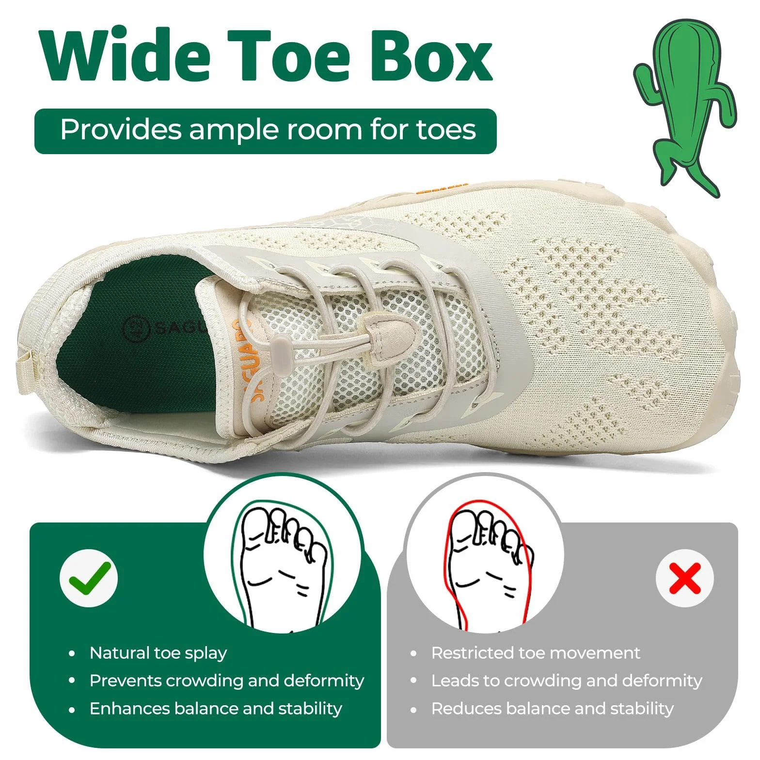 SAGUARO Zapatillas de Trail Barefoot Hombre Mujer Transpirable Antideslizante Minimalistas
