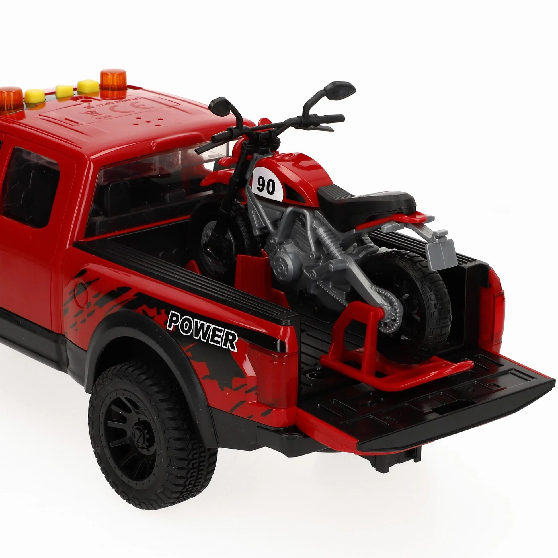 ColorBaby Speed & Go Coche Pick up con Moto, Sistema de fricción, Luces y Sonido, Puertas funcionales, Vehículo de Rescate, Escala 1:12, Niños a Partir de 3 años (39310)