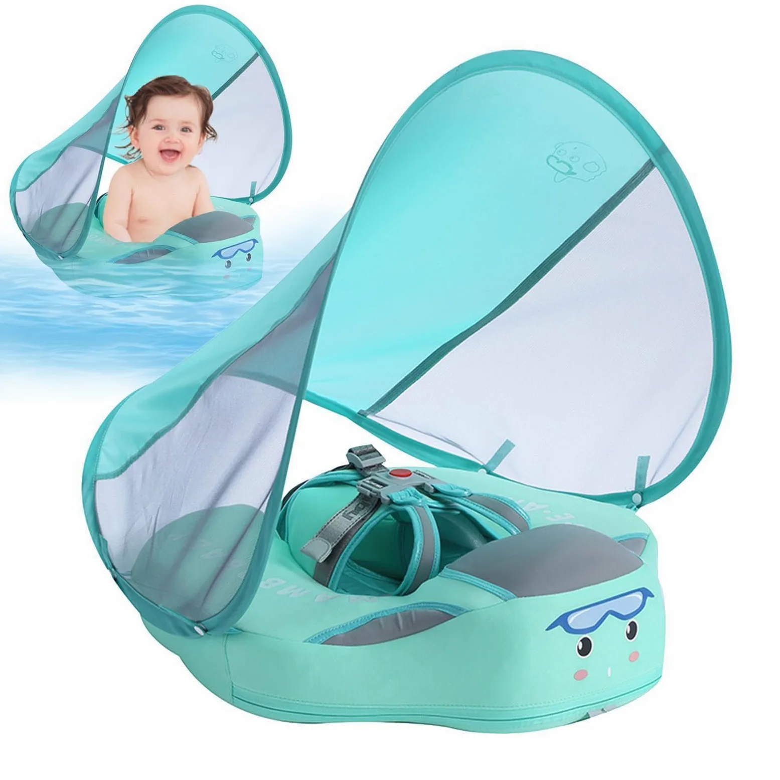 Flotador para Bebés para Natación Flotador Infantil para Piscinas | Flotador Estable con Sombrilla Protectora Solar para Viajes y Verano en Playa o Lago, para Bebés de 3 a 24 Meses