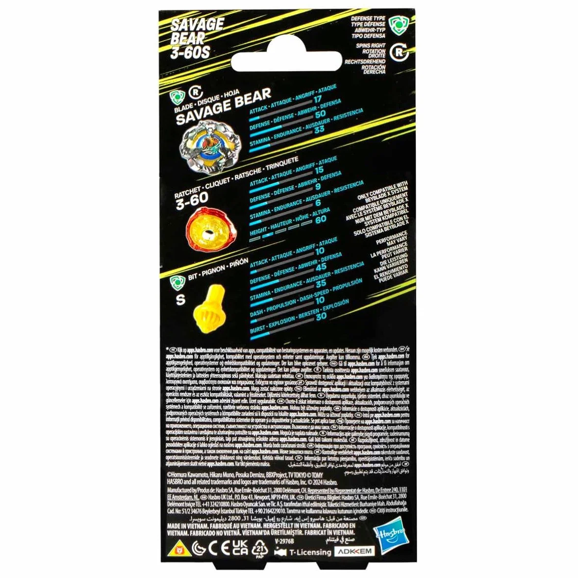 Beyblade X Savage Bear3-60S Top Booster Pack Set, Peonza de Juguete, Competición de Trompos, Juguetes Infantiles, Niños y Niñas de 8 Años o Más
