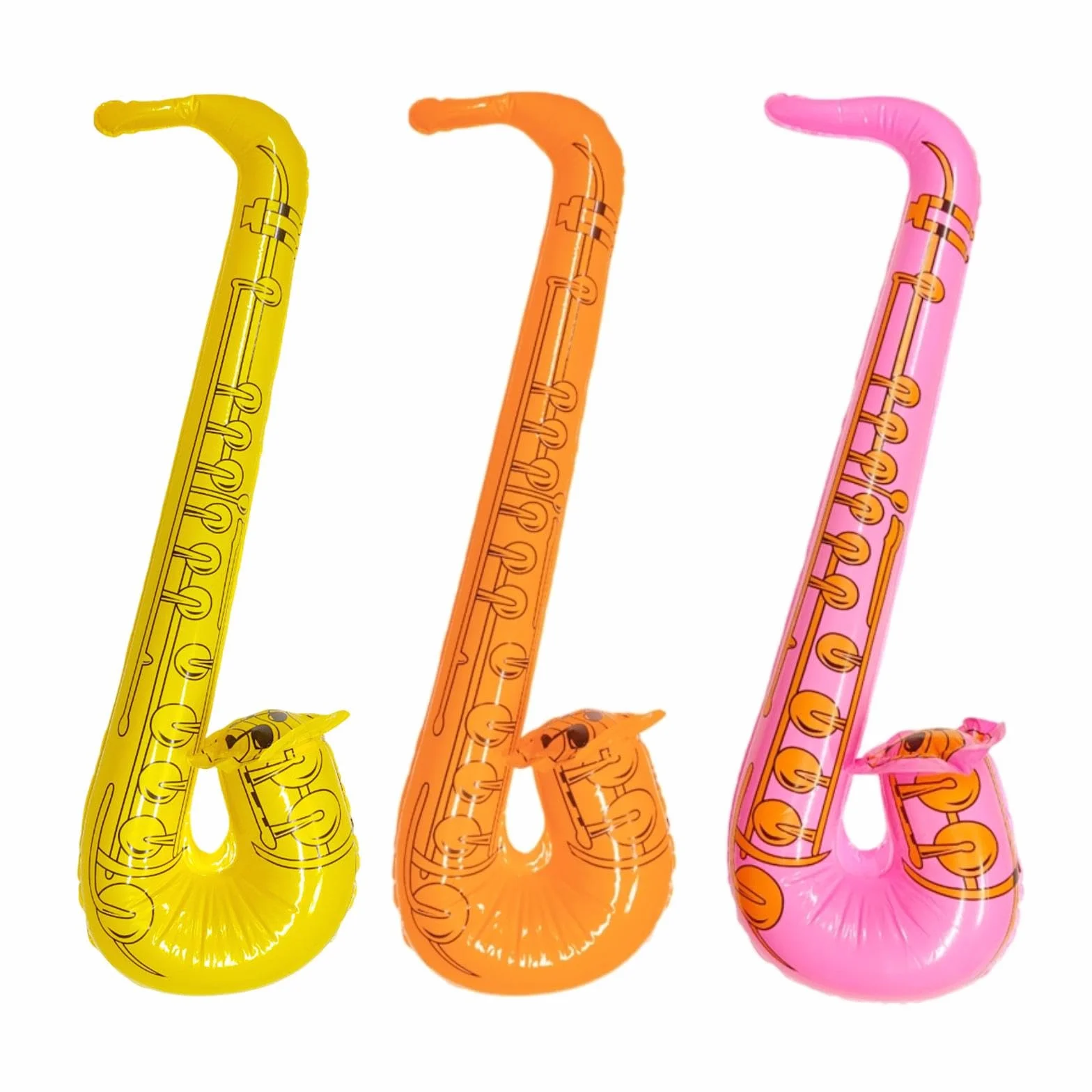 3 Piezas Instrumentos Inflables Saxofón Hinchables para Niños Adultos, 70 cm Saxofón de Juguete Inflable Party, Accesorios de Globos de Instrumentos Musicales para Festivales Fiesta